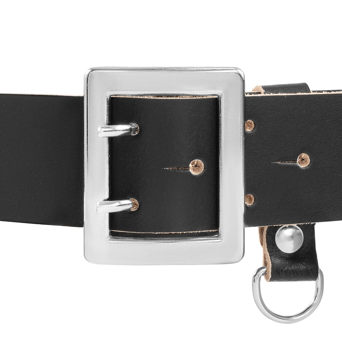 Ceinture d'officier en cuir lisse surpiqué Miran - Black