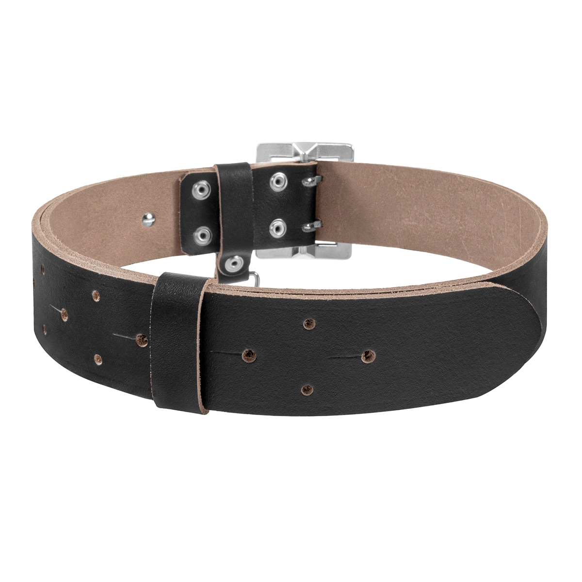 Ceinture d'officier en cuir lisse surpiqué Miran - Black