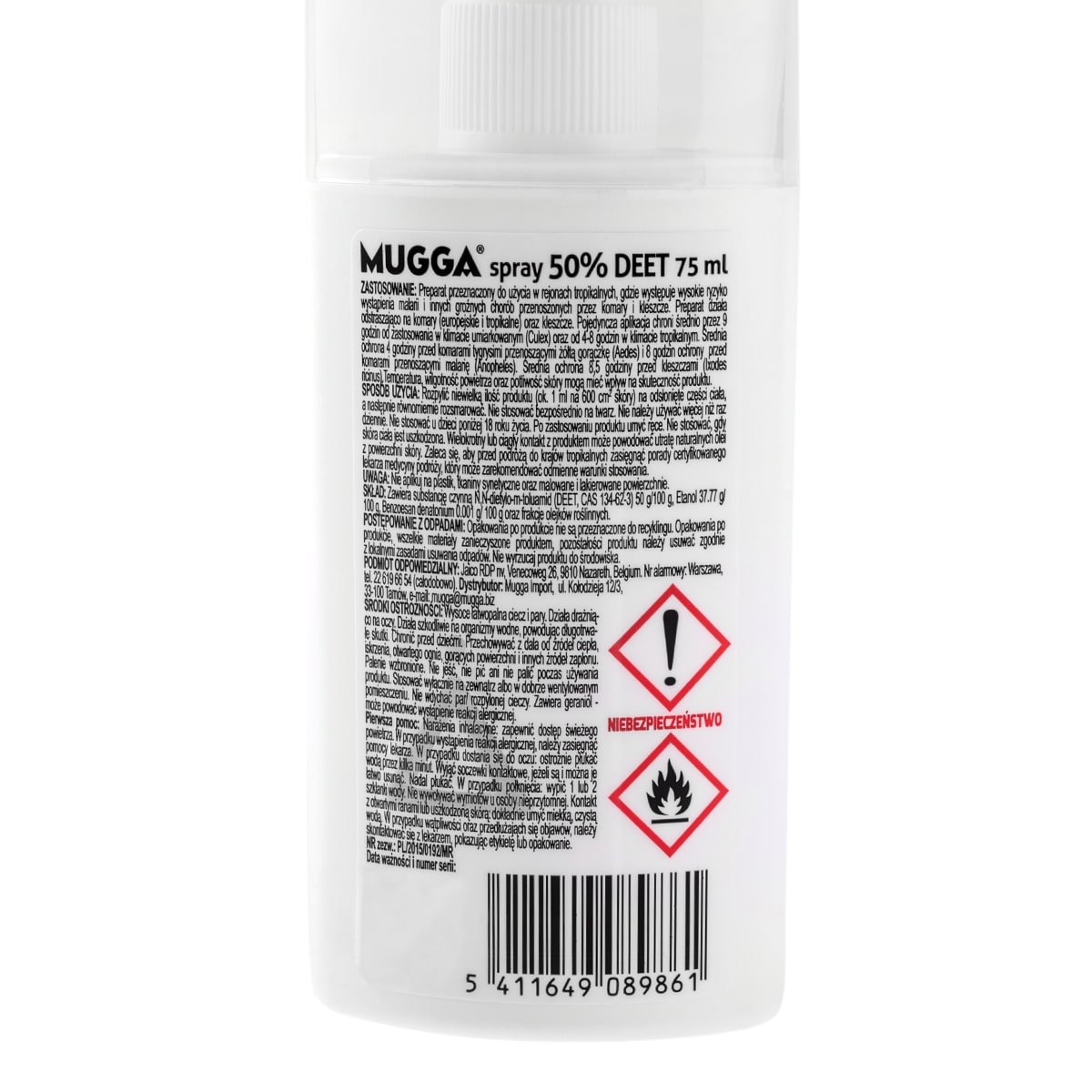 Spray anti-insectes Extra Strong spray 50% DEET 75 ml Mugga