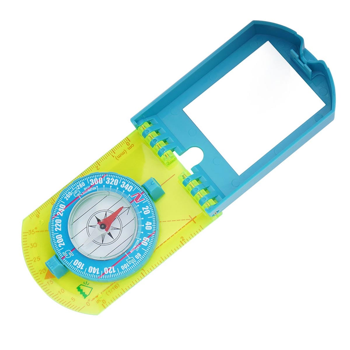 Boussole cartographique avec miroir Hi Vis Folding UST - Blue