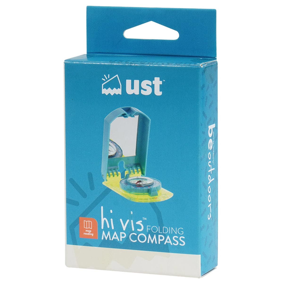 Boussole cartographique avec miroir Hi Vis Folding UST - Blue