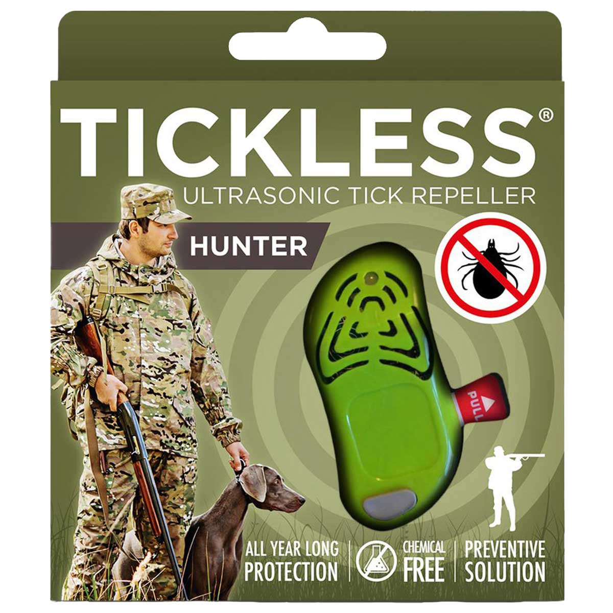 Protection contre les tiques à ultrasons Hunter - pour chasseurs TickLess - Green