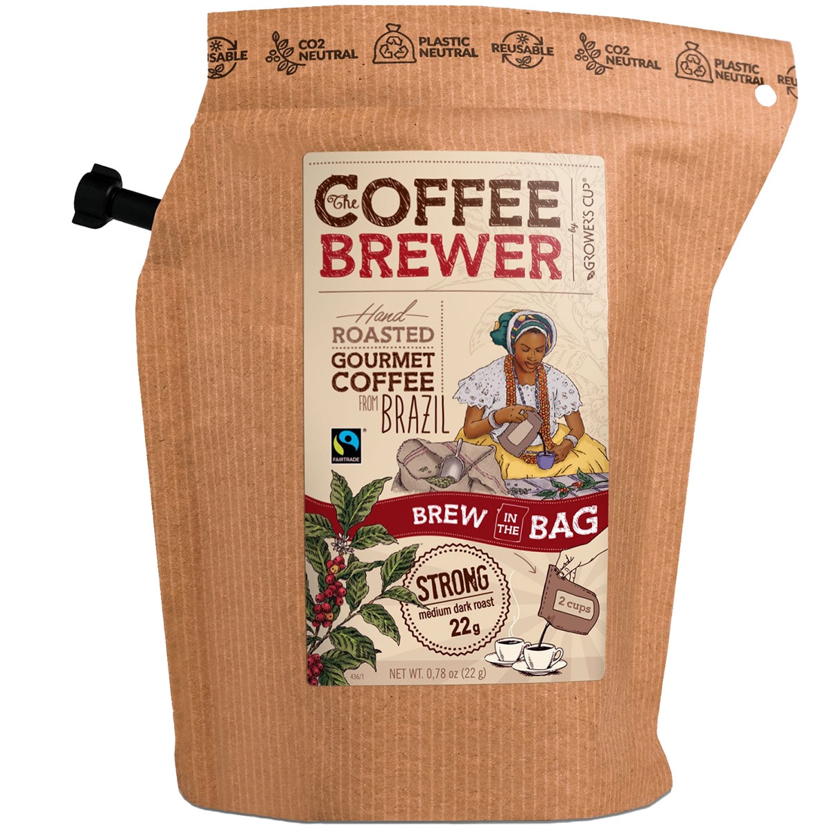 Café moulu en sachet 22 g Brésil Grower's Cup 