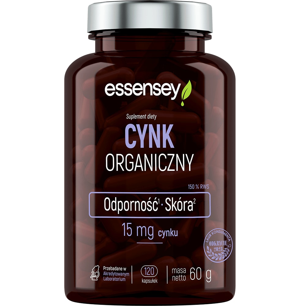 Zinc organique 120 capsules - supplément diététique Essensey 