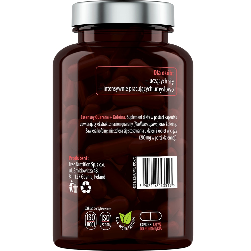 Guarana + Caféine 90 capsules - supplément diététique Essensey 