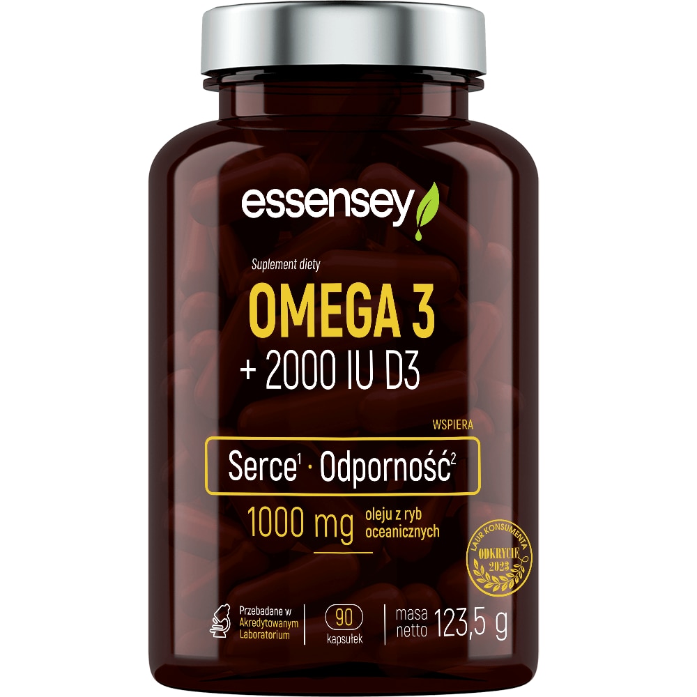 Omega 3 + 2000 IU D3 90 capsules - supplément diététique Essensey 