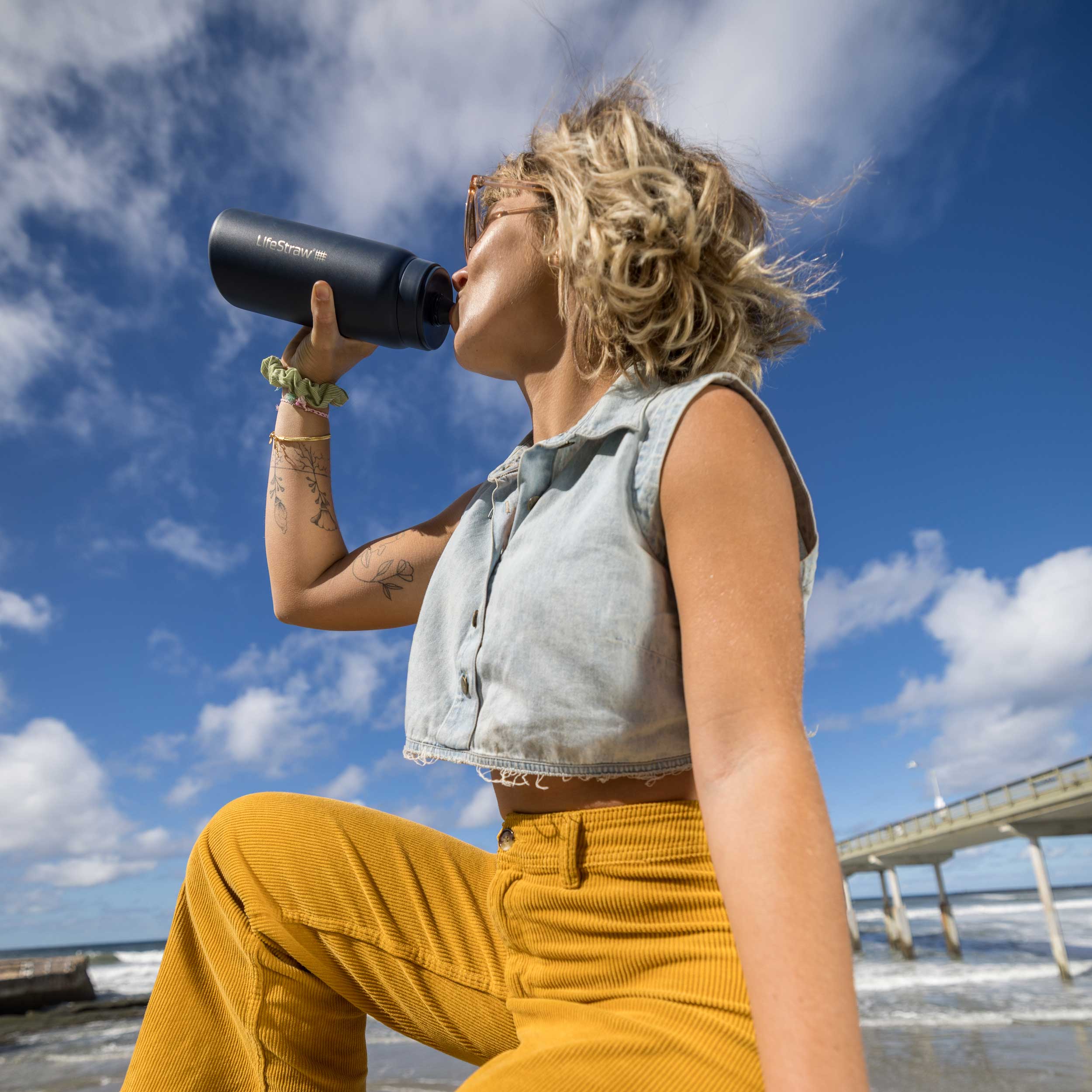 Gourde avec filtre Go 2.0 Stainless Steel 700 ml LifeStraw - Aegean Sea