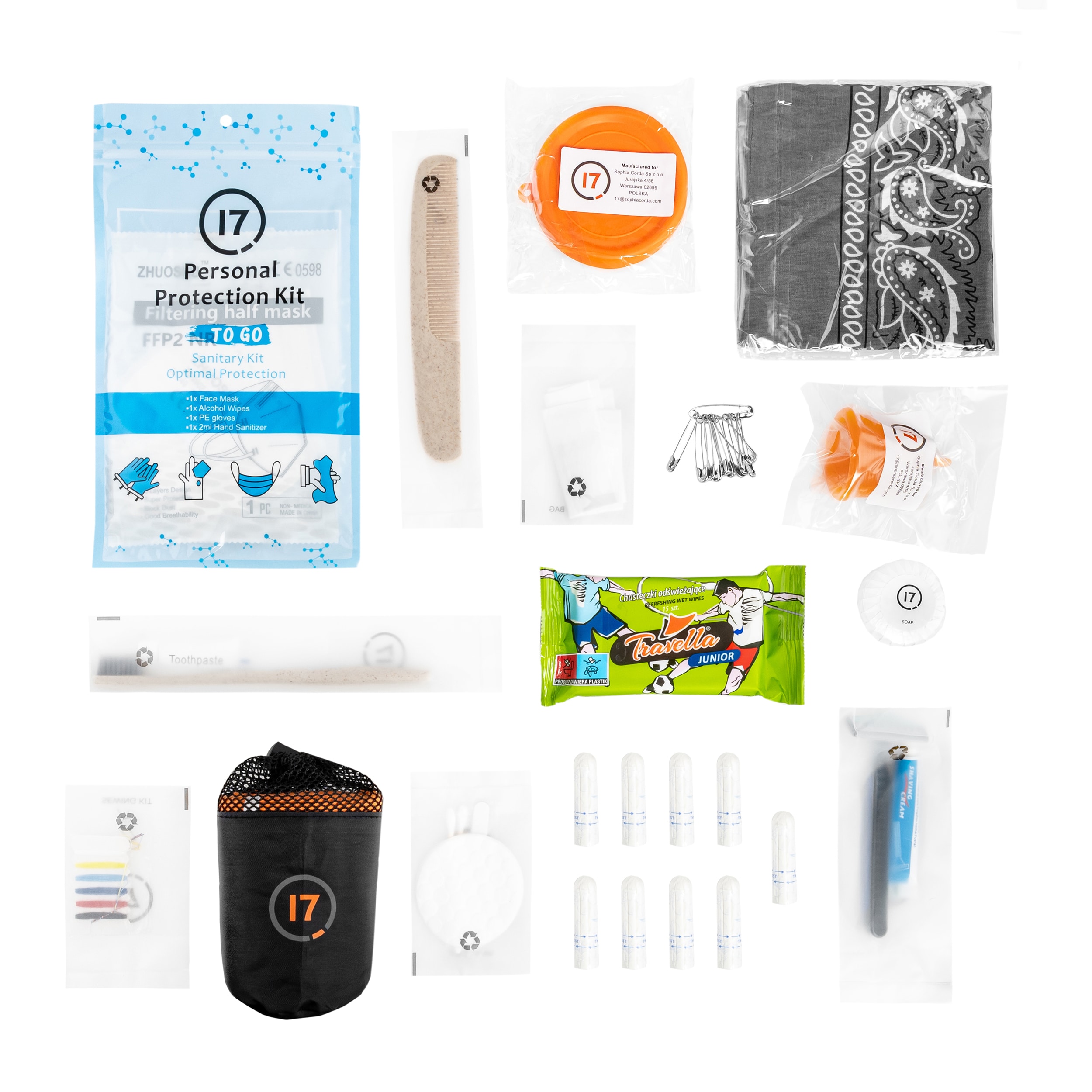 Sac à dos d'évacuation avec accessoires 28 L 17 Sophia Corda - Grey