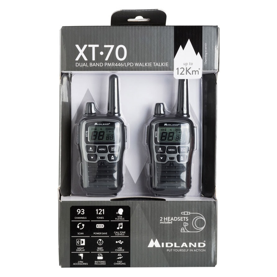 Radiotéléphone PMR XT70  2 pcs. Midland - Blue 