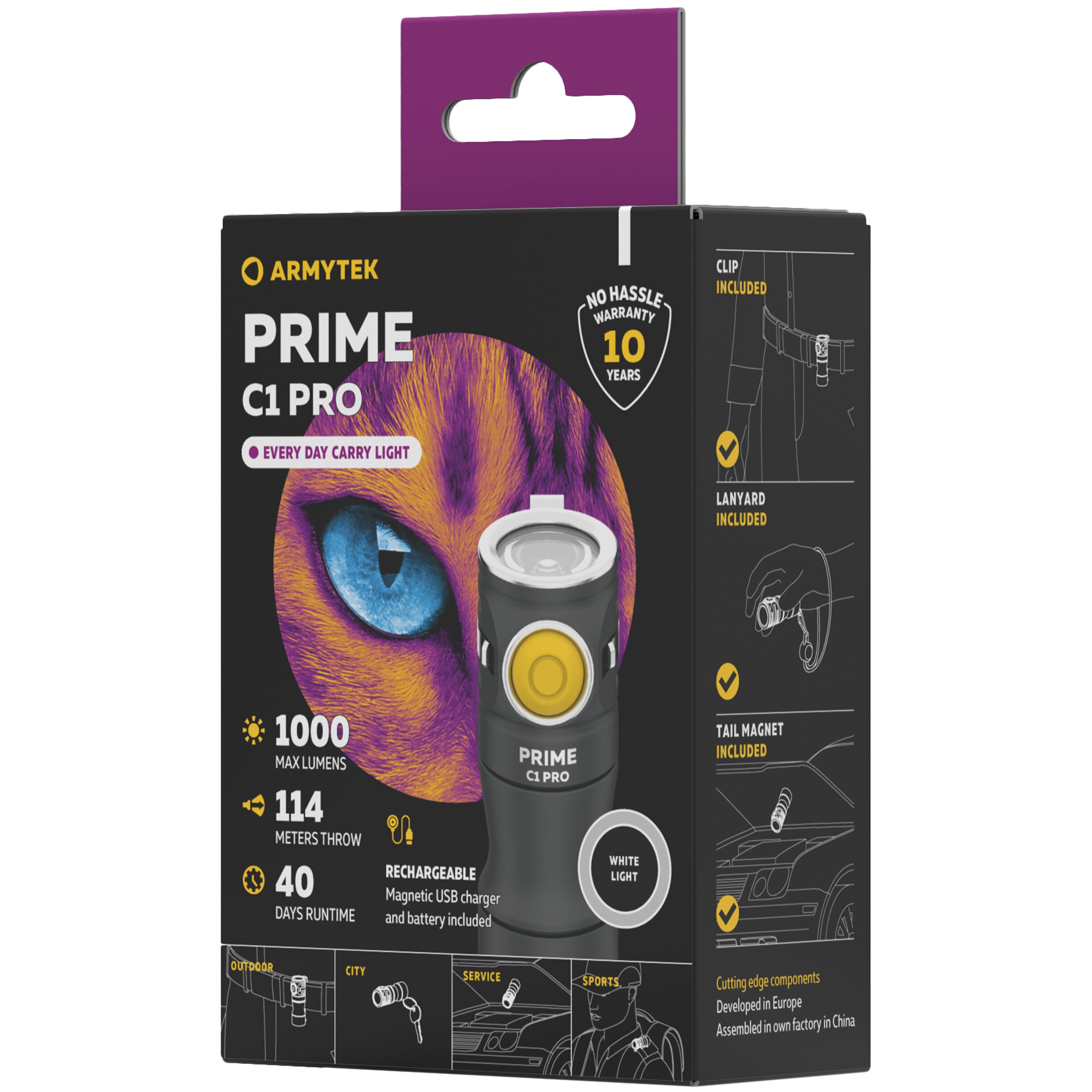 Lampe de poche Prime C1 Pro Magnet USB White - 1000 lumens Armytek