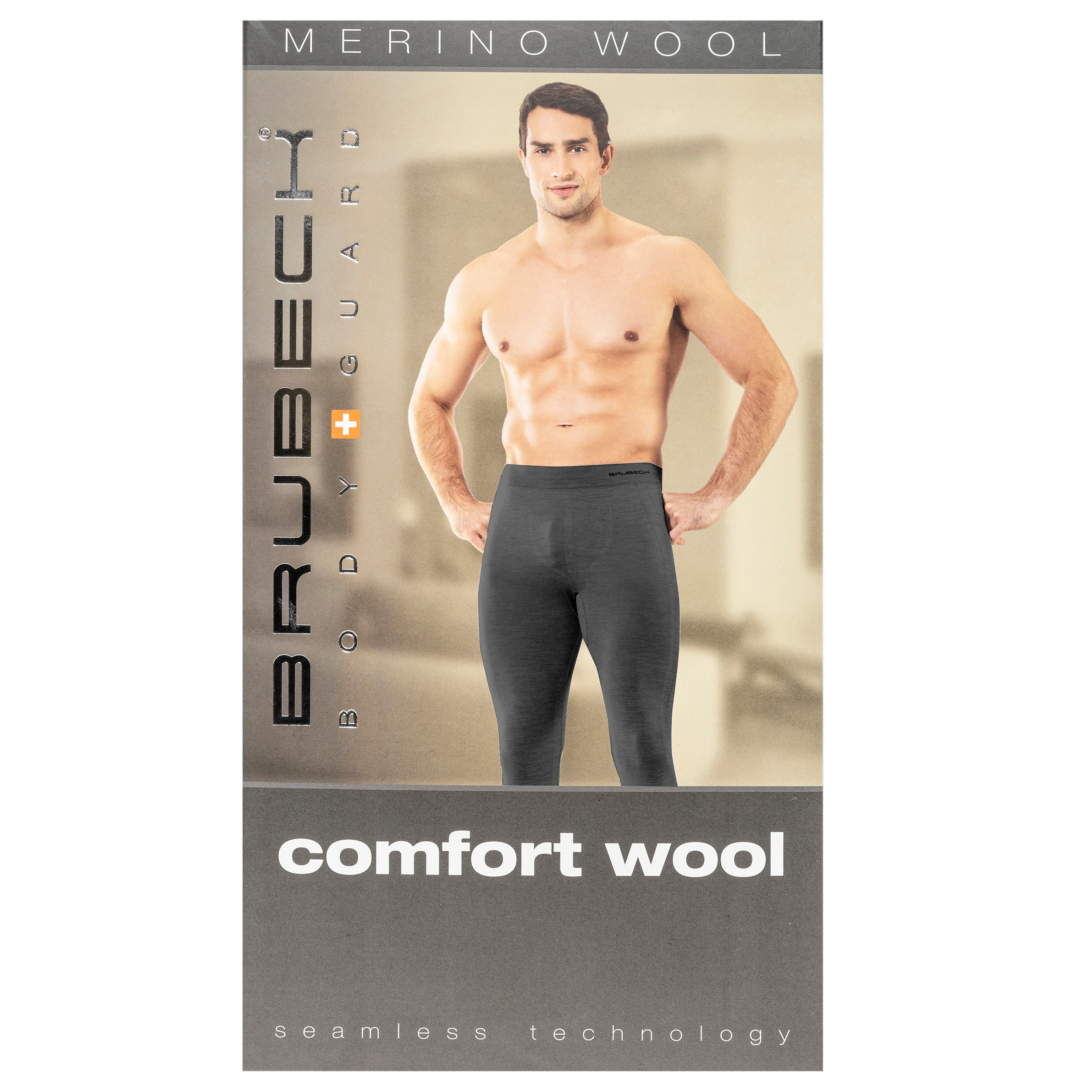 Leggings thermiques pour hommes Comfort Wool Brubeck - Black