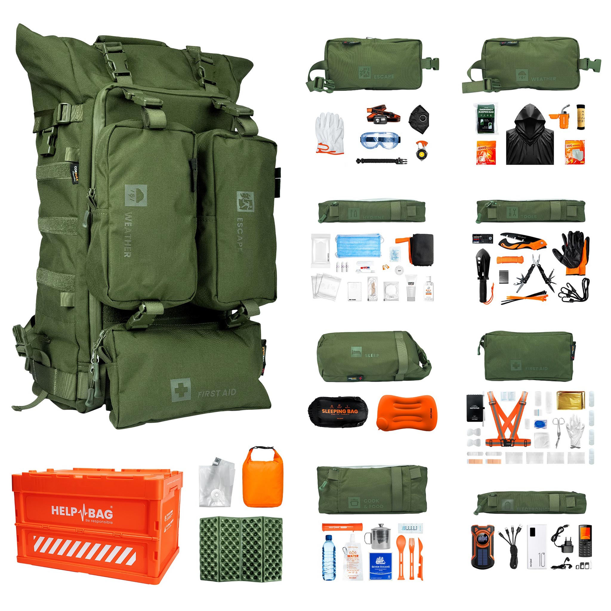 Kit d'urgence Help Bag Max - Olive Green