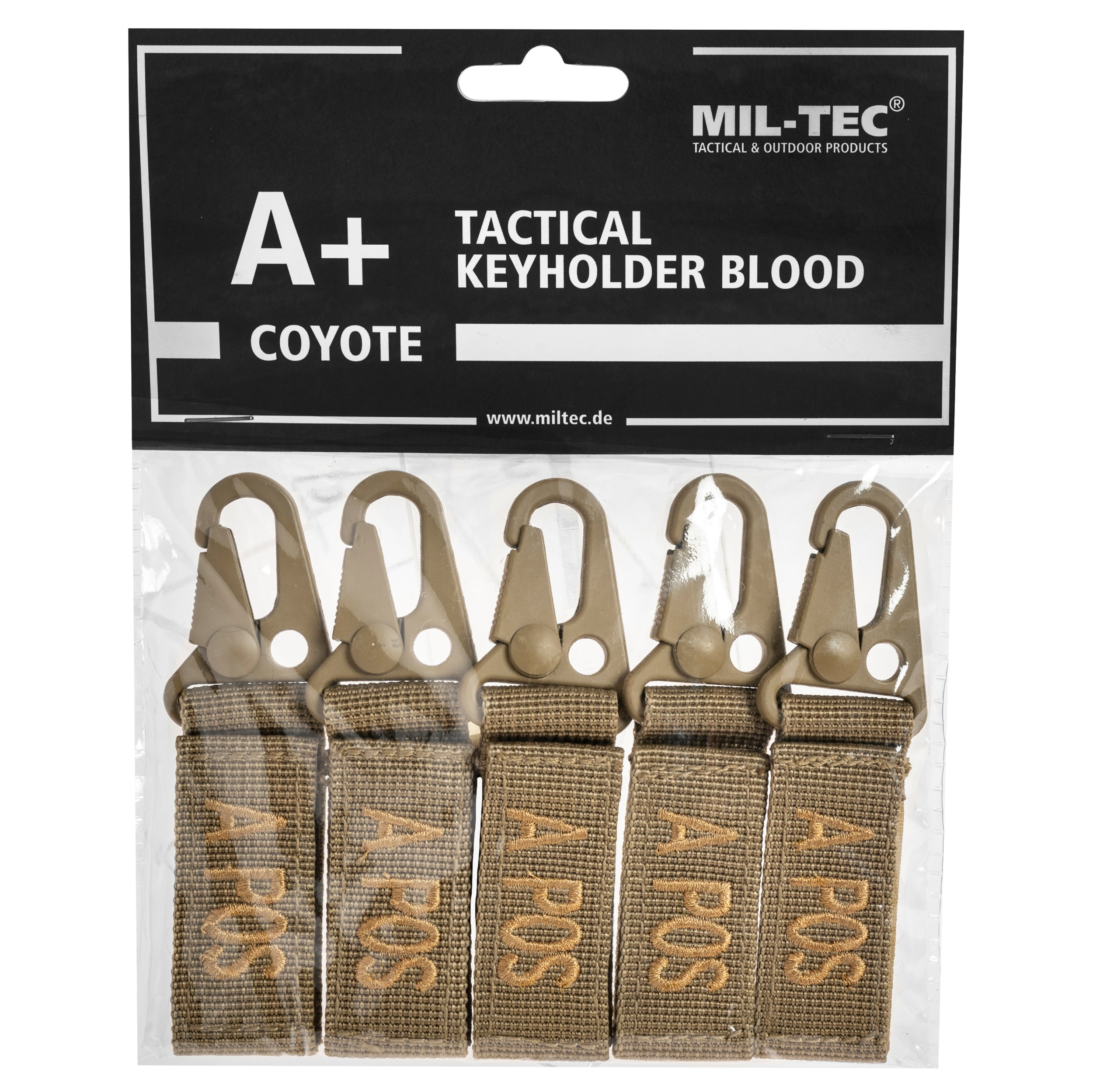 Porte-clé avec groupe sanguin 5 pcs. A+ Mil-Tec - Coyote