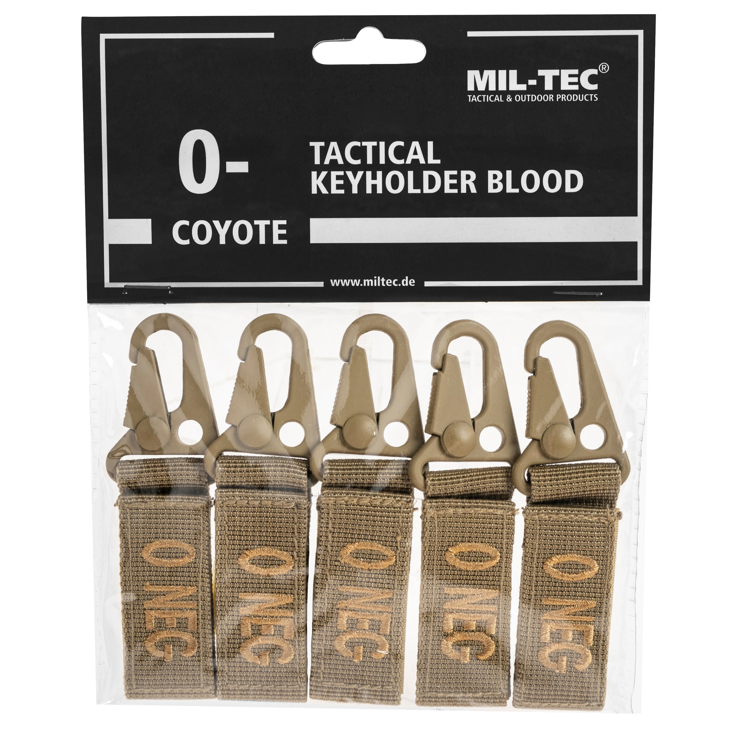 Porte-clé avec groupe sanguin 5 pcs. 0- Mil-Tec - Coyote 