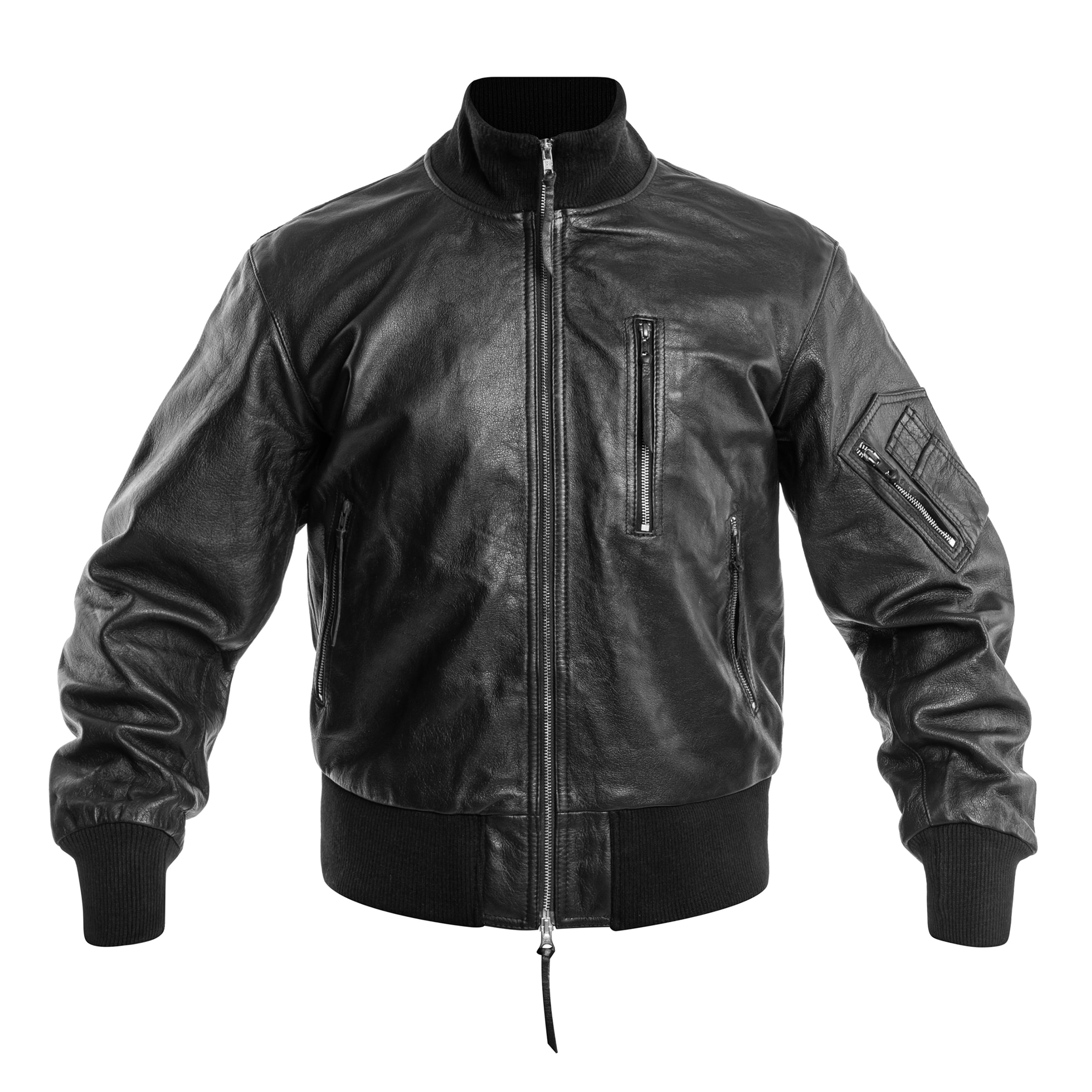 Veste en cuir BW German Leather Flight Jacket Mil-Tec - Black