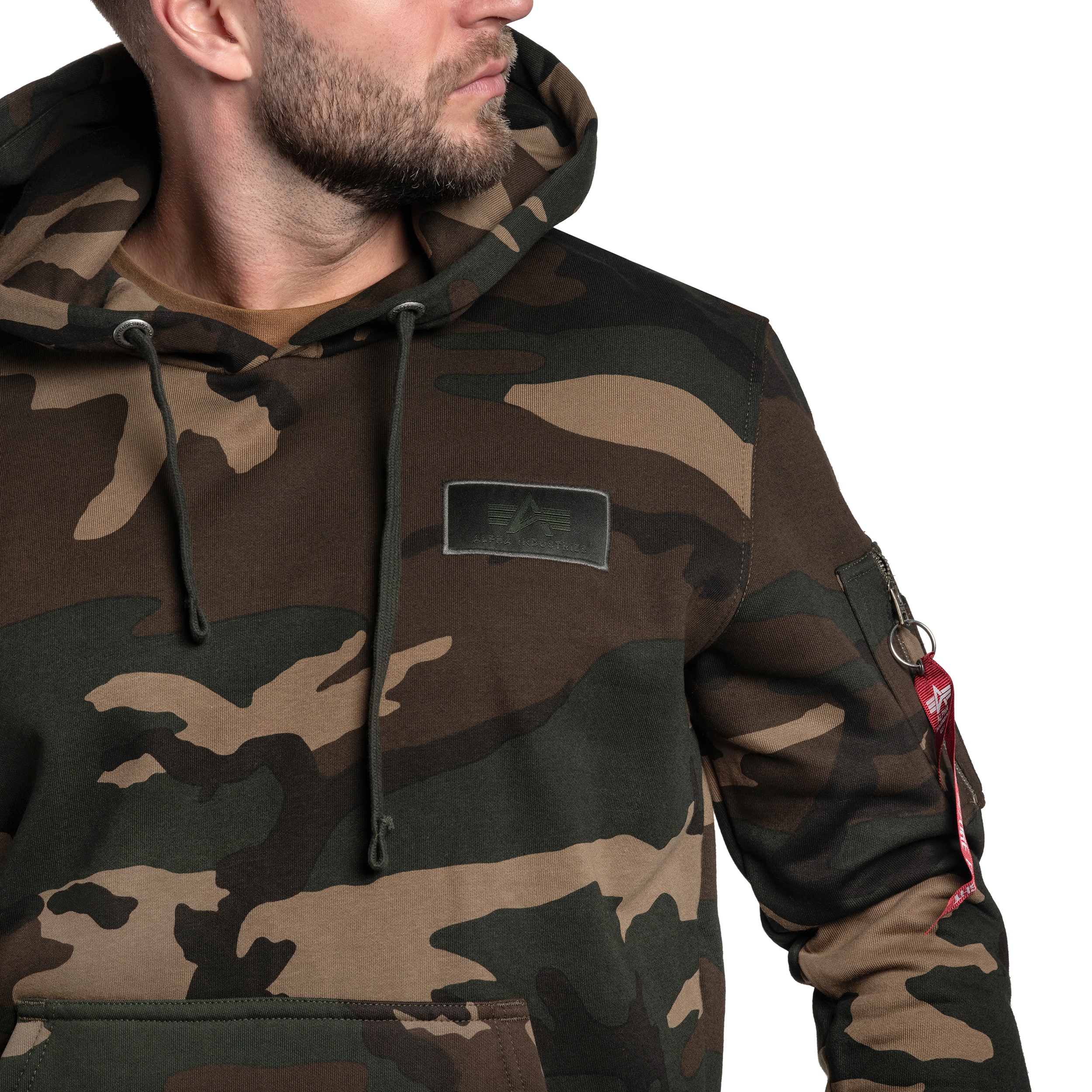 Sweatshirt Back Print Hoody Camo Alpha Industries - Woodland Camo