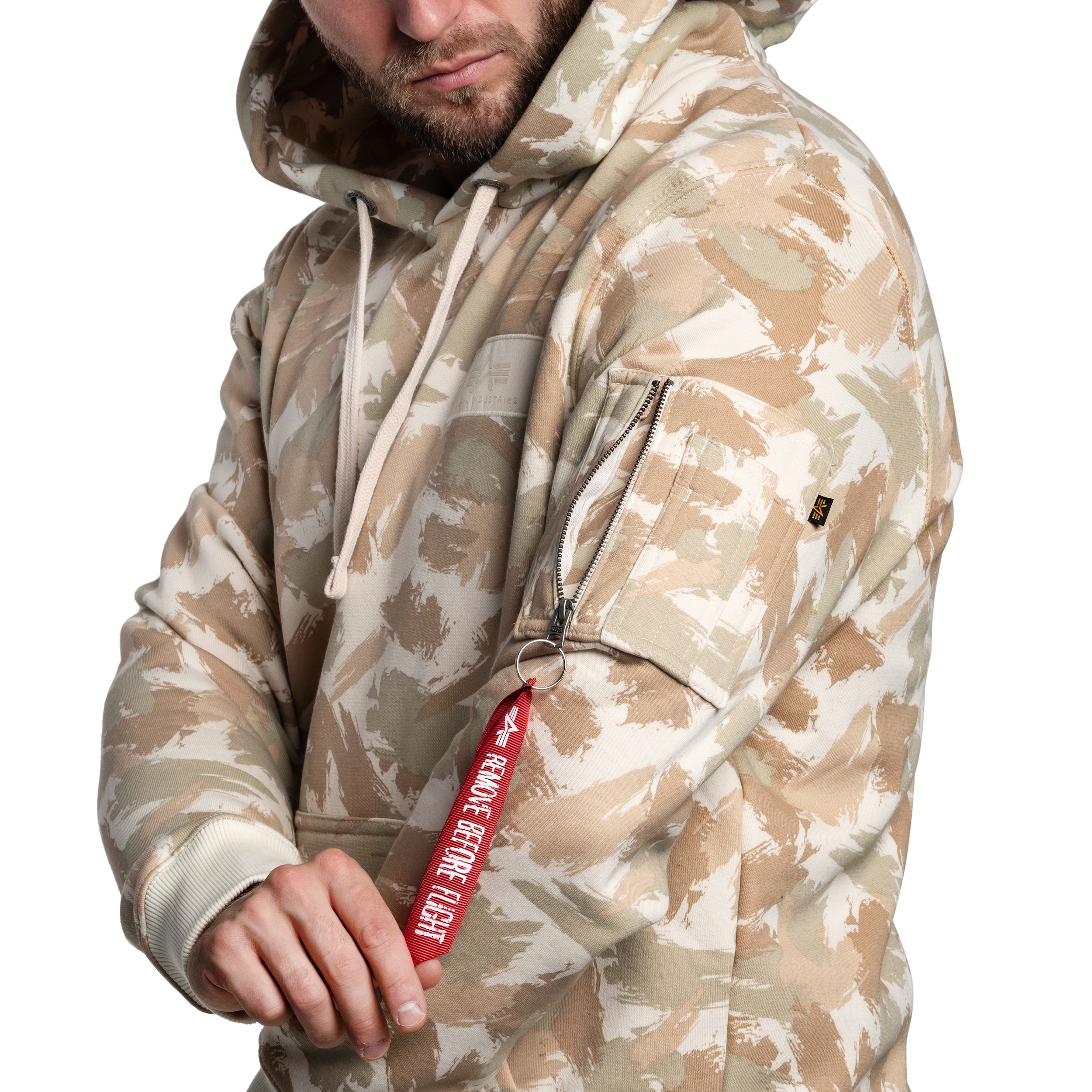 Sweatshirt Back Print Hoody Camo Alpha Industries - Sand Camo