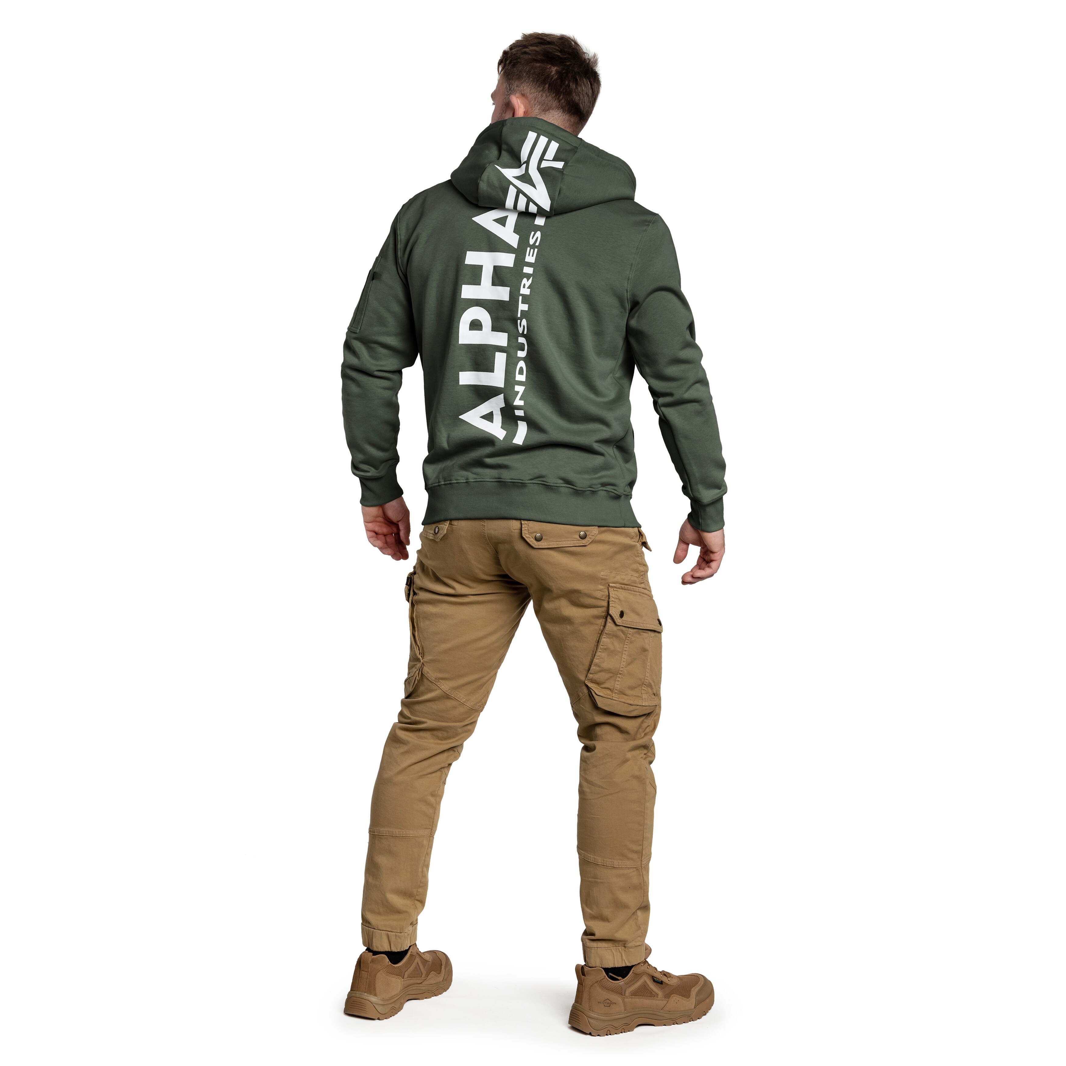 Sweatshirt Back Print Hoody Alpha Industries - Dark Olive