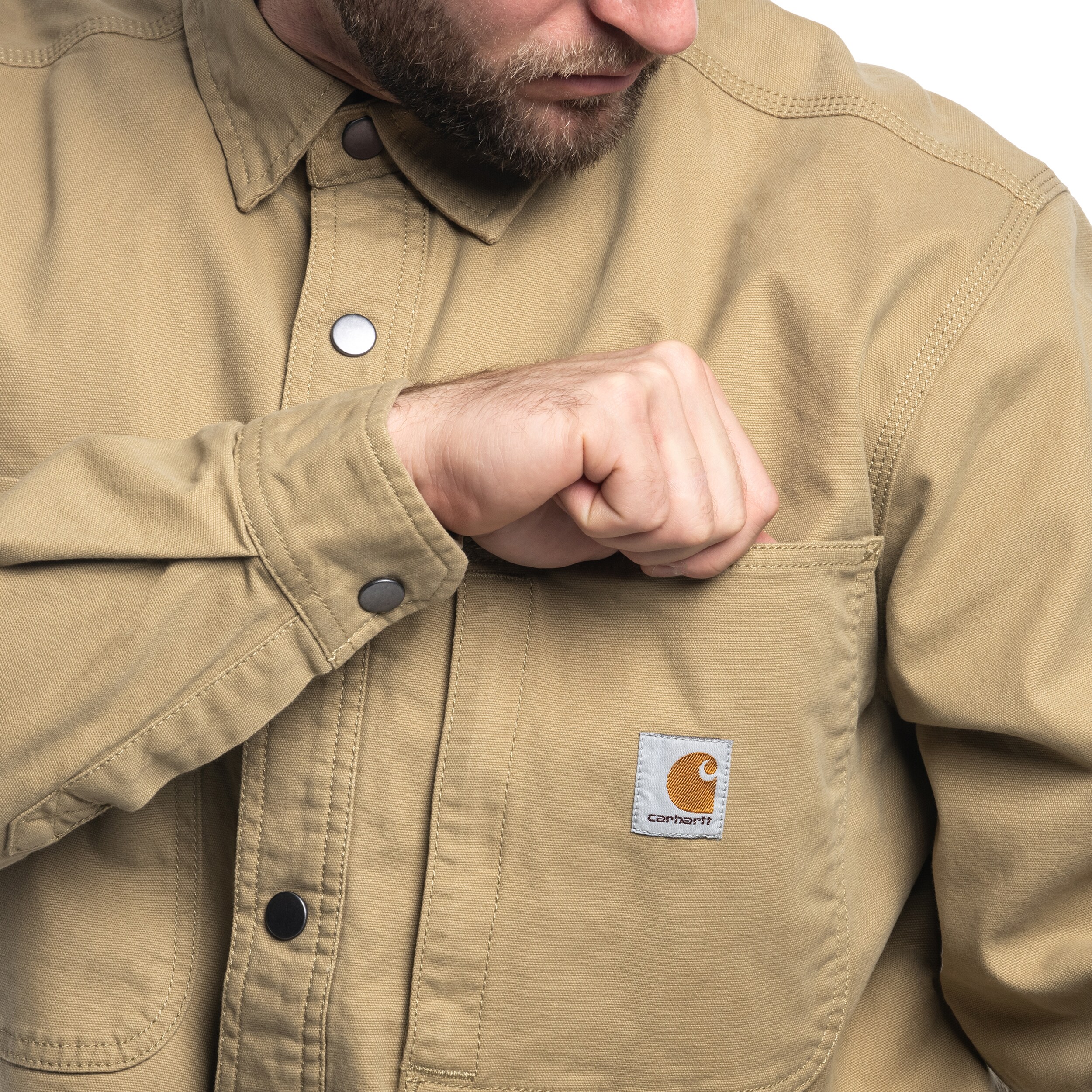 Chemise Fleece Lined Snap Front Shirt Carhartt - Dark Khaki