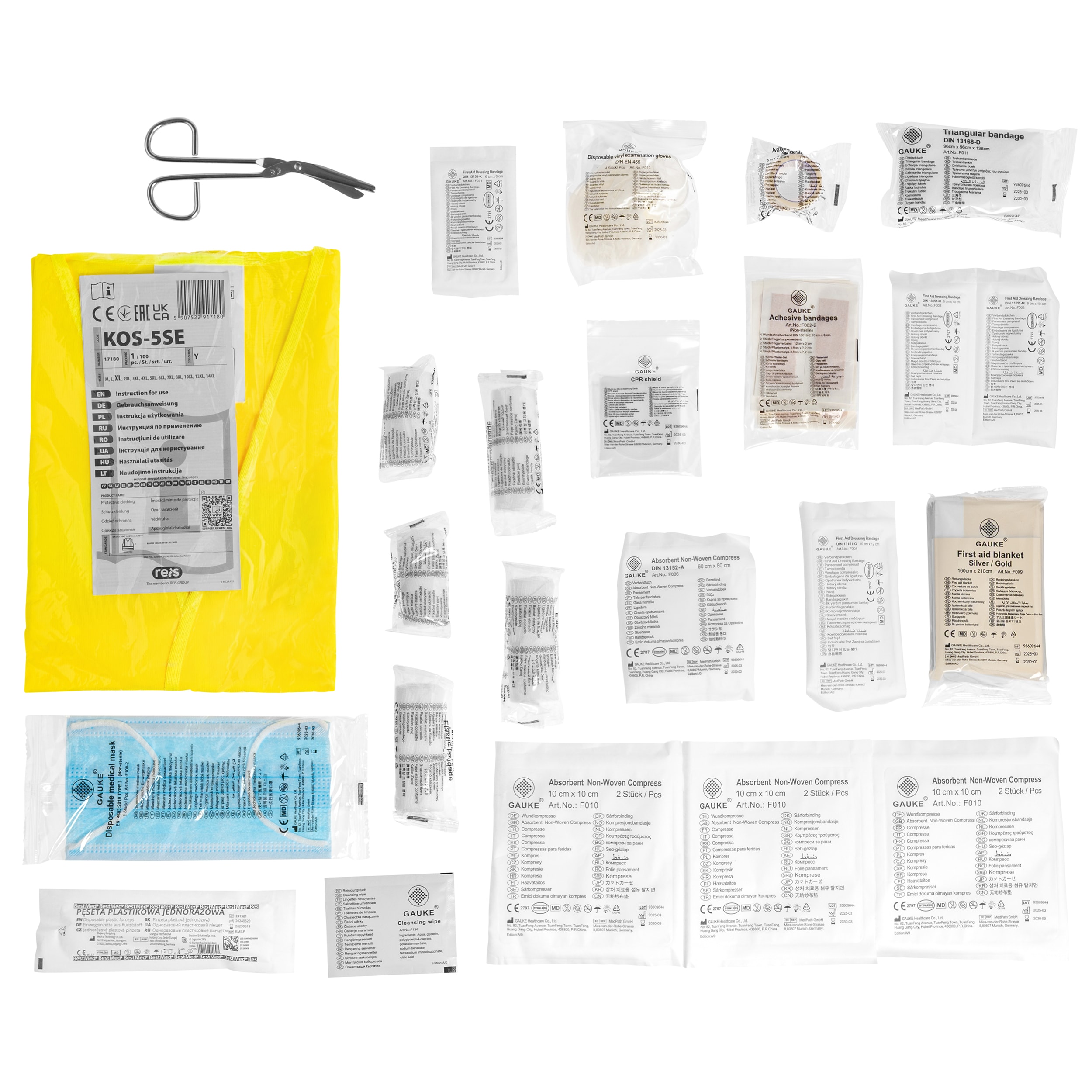 Trousse de premiers secours pour voiture avec équipement IEI - Red