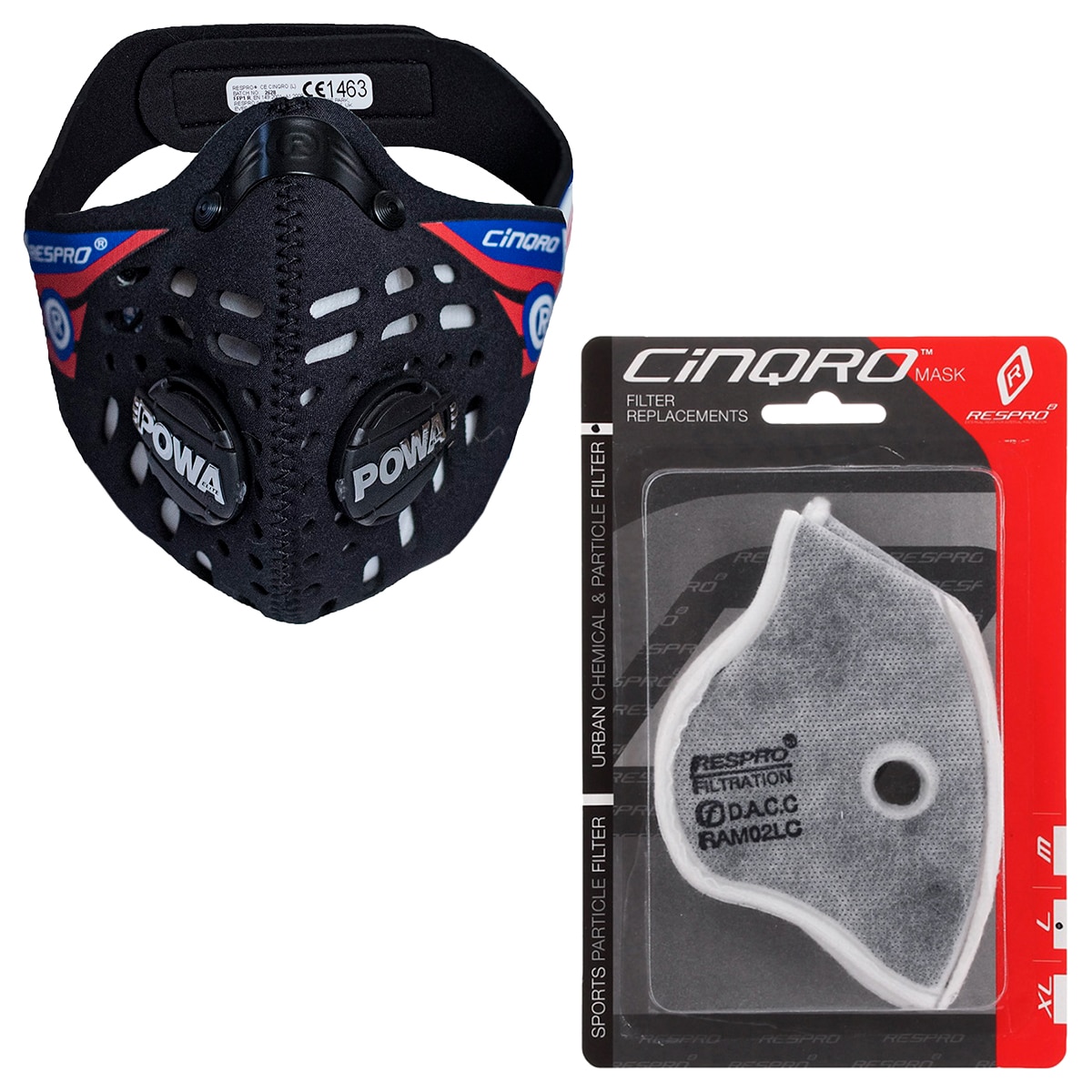 Masque anti-smog Respro CE Cinqro Black + filtres Urban 2 pcs