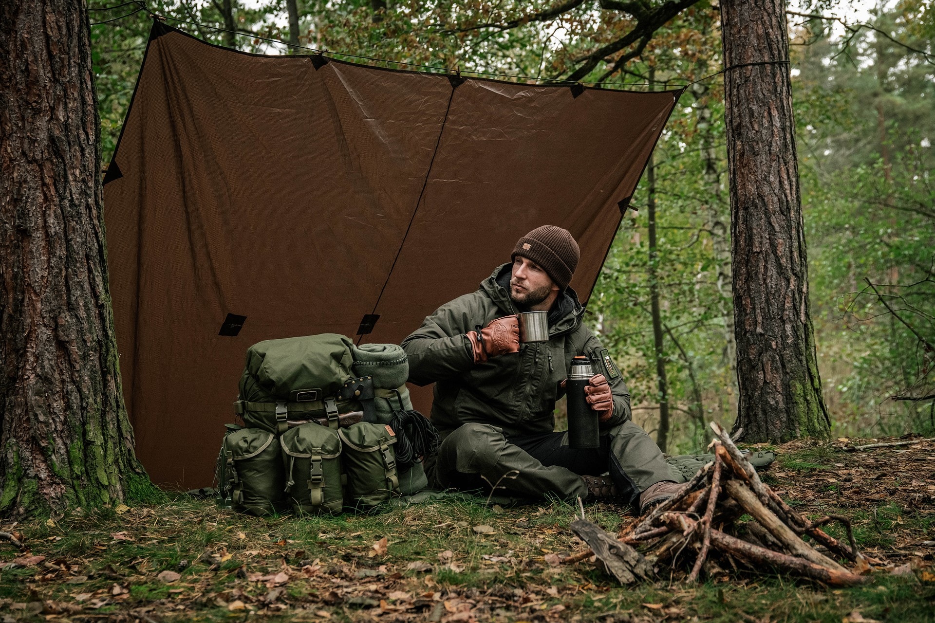 Bâche de bivouac Supertarp Small Helikon - Earth Brown