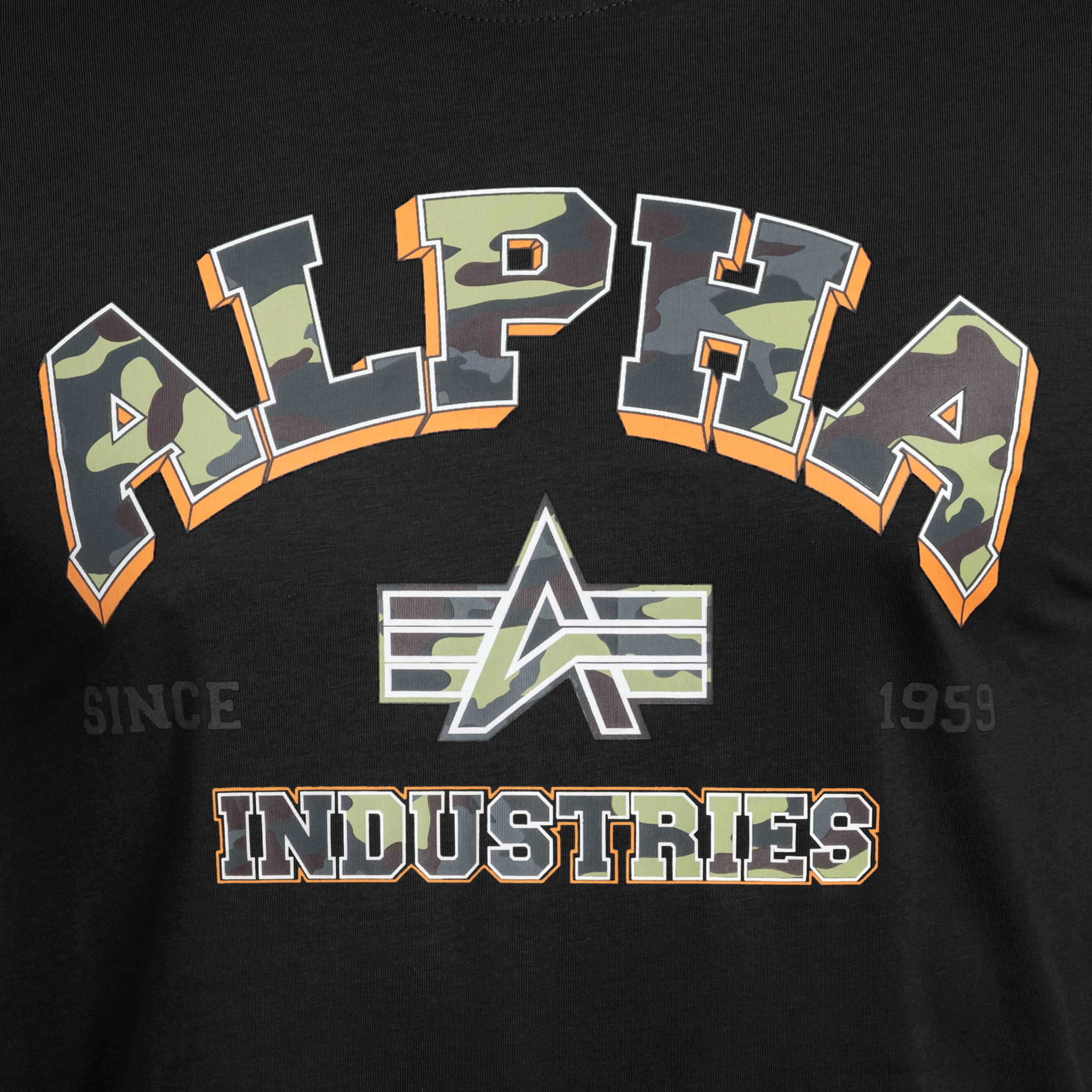 T-shirt College Camo Alpha Industries - Black