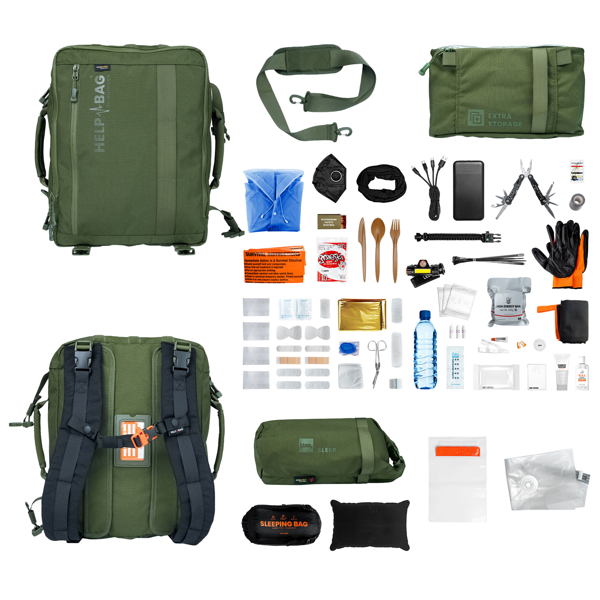 Kit d'urgence Essential Help Bag - Olive Green