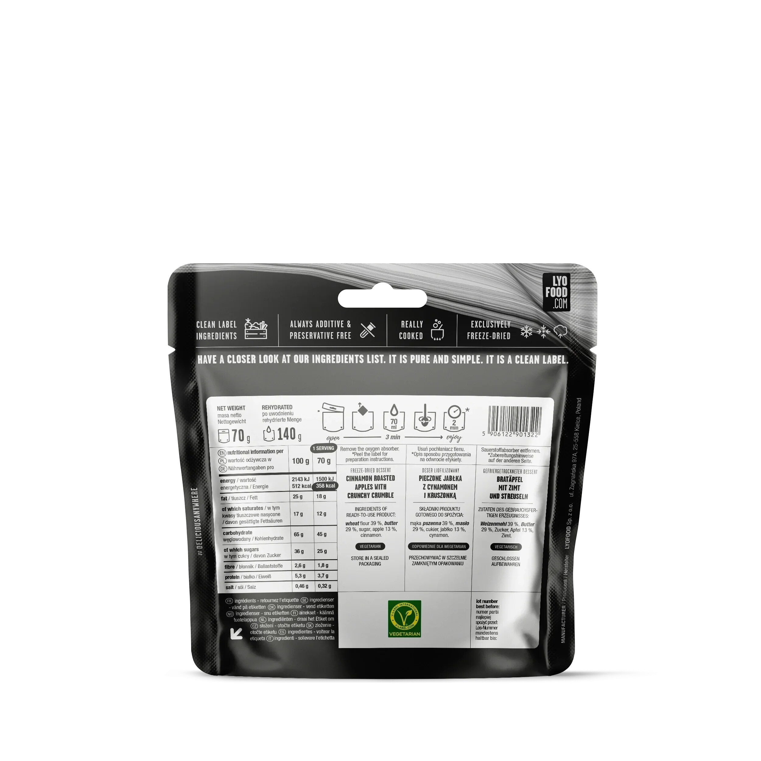 Aliments lyophilisés Paquet alimentaire de 14 jours LYOFOOD