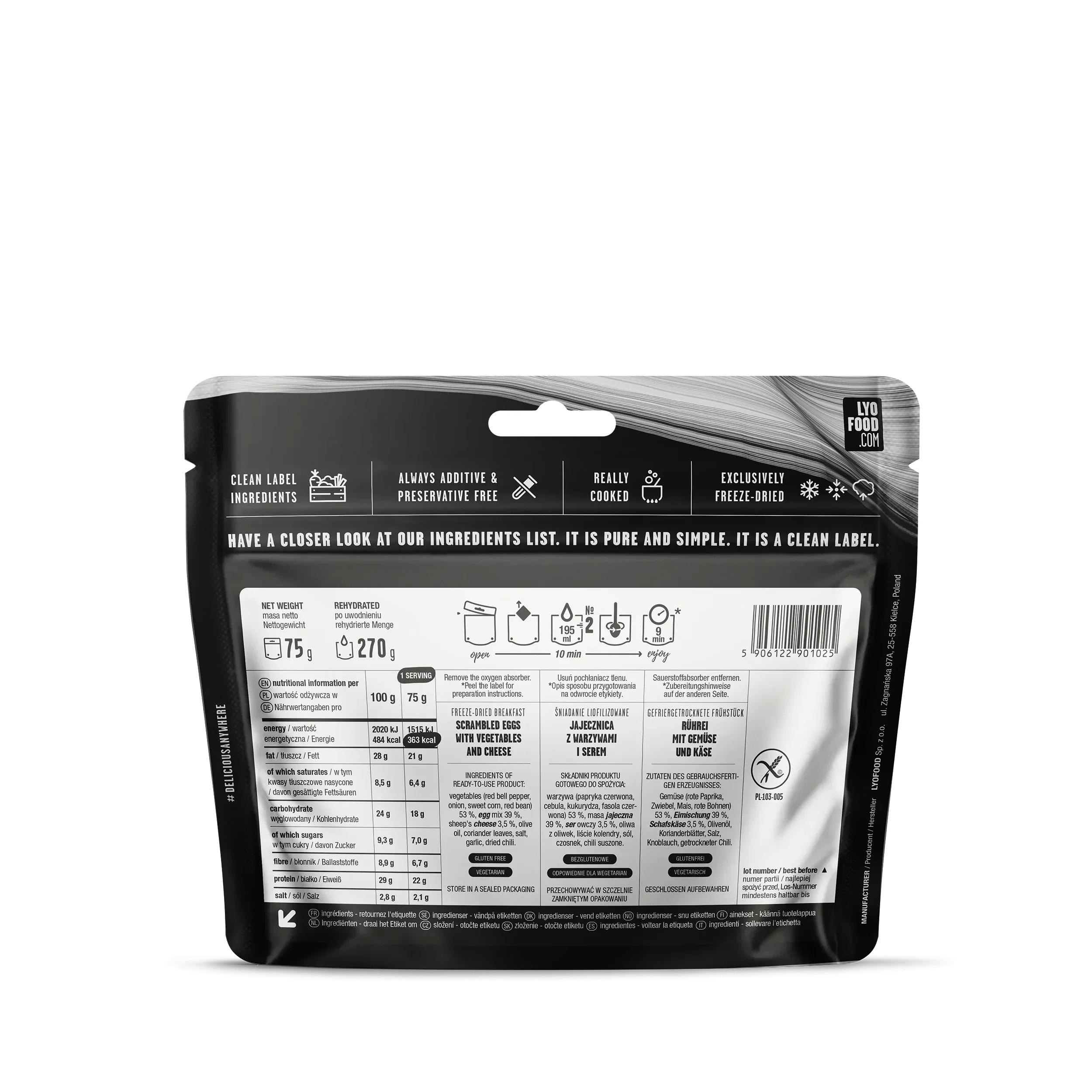 Aliments lyophilisés Paquet alimentaire de 14 jours LYOFOOD