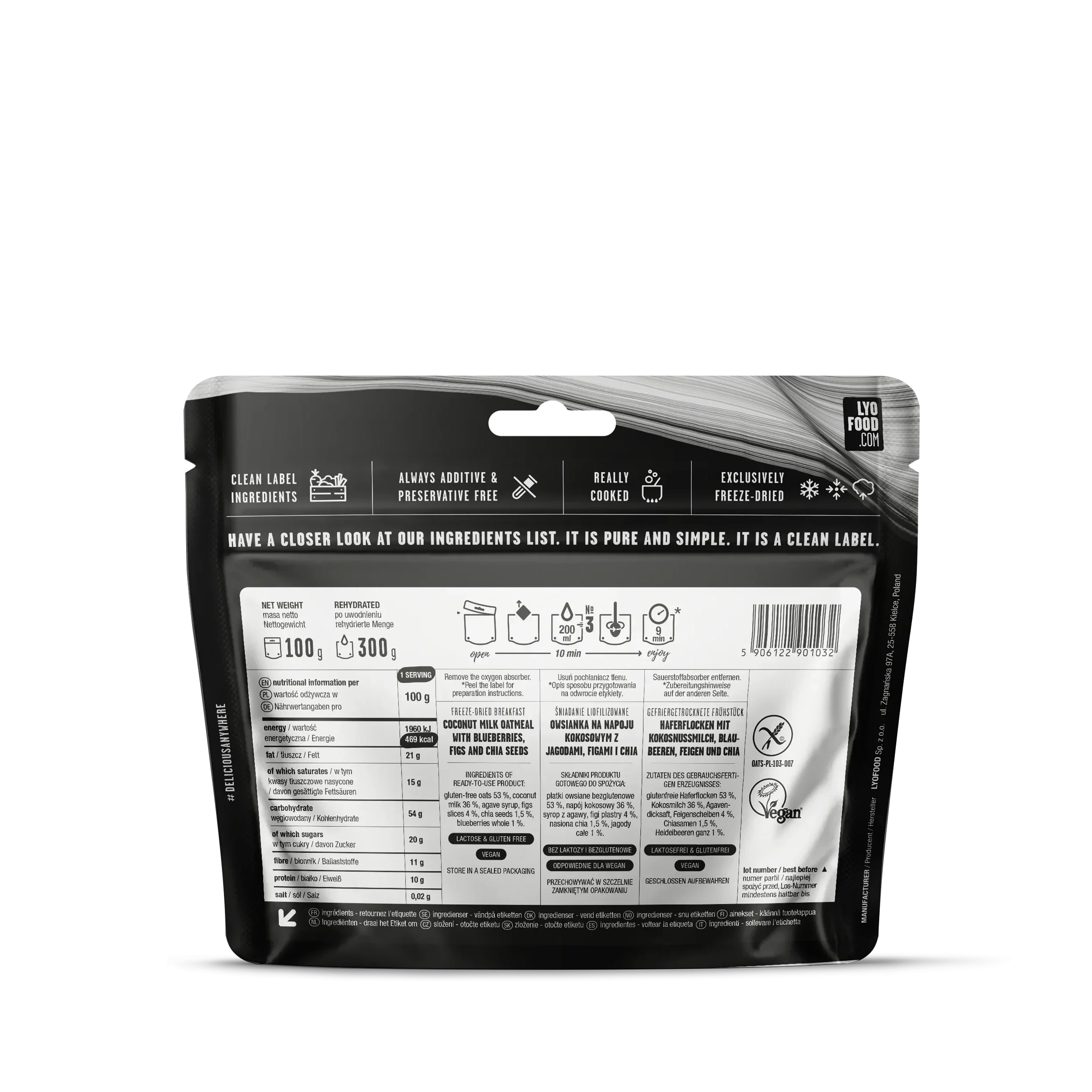 Aliments lyophilisés Paquet alimentaire de 14 jours - végétarien LYOFOOD