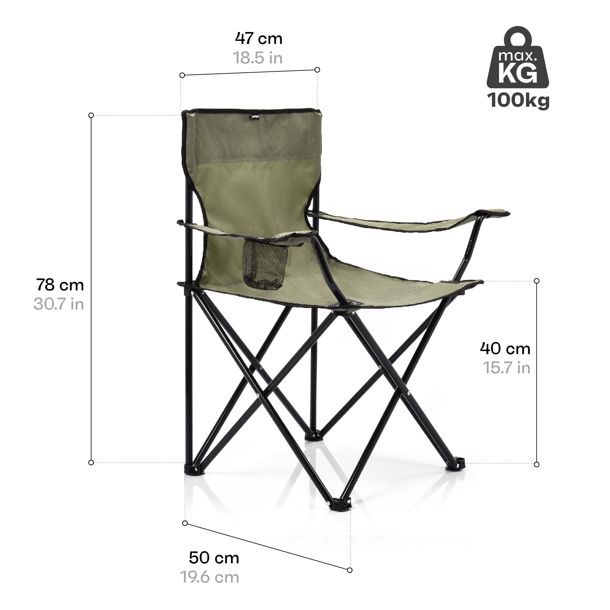 Chaise touristique pliable Quay Meteor - Olive 