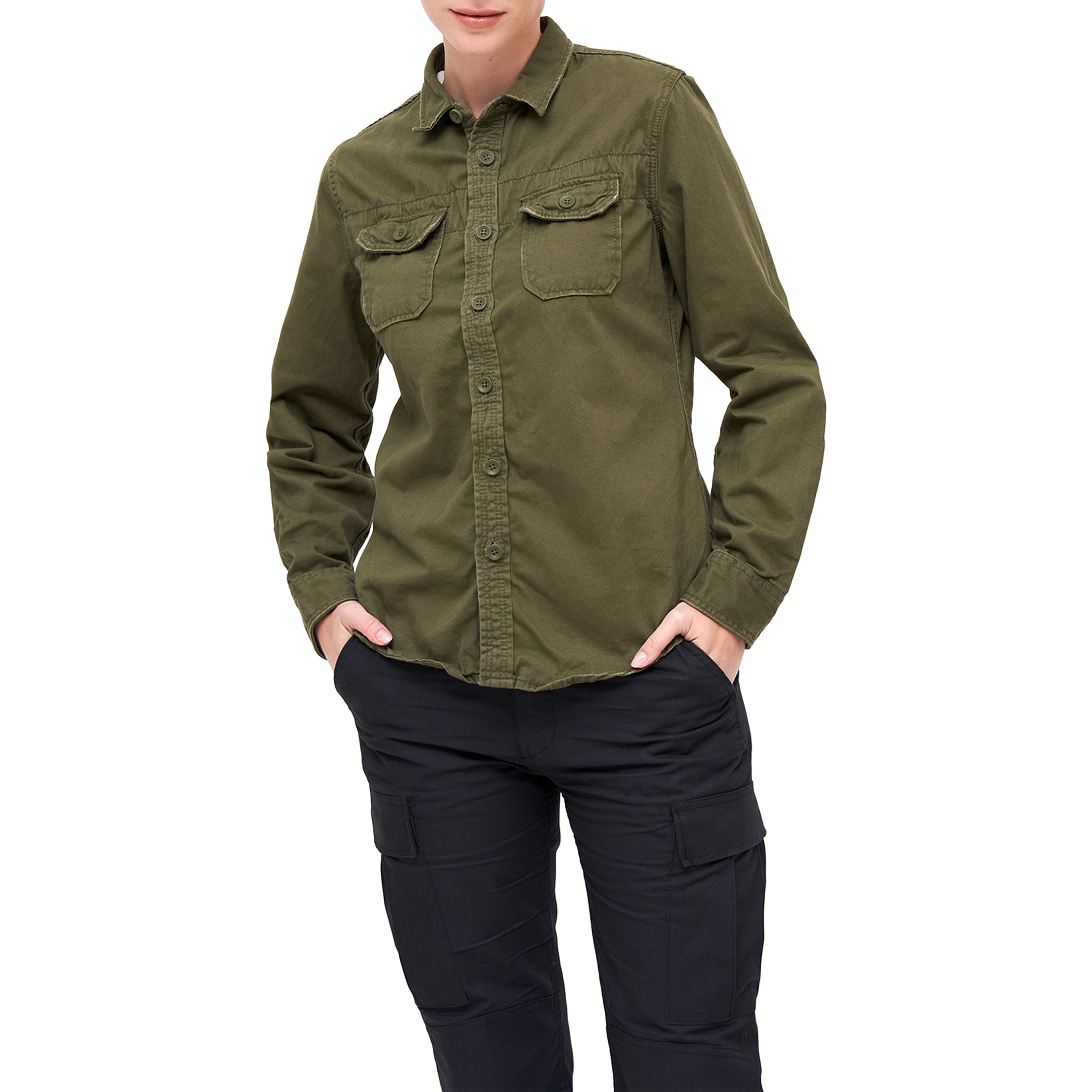 Chemise Femme Vintageshirt Long Sleeve Brandit - Olive