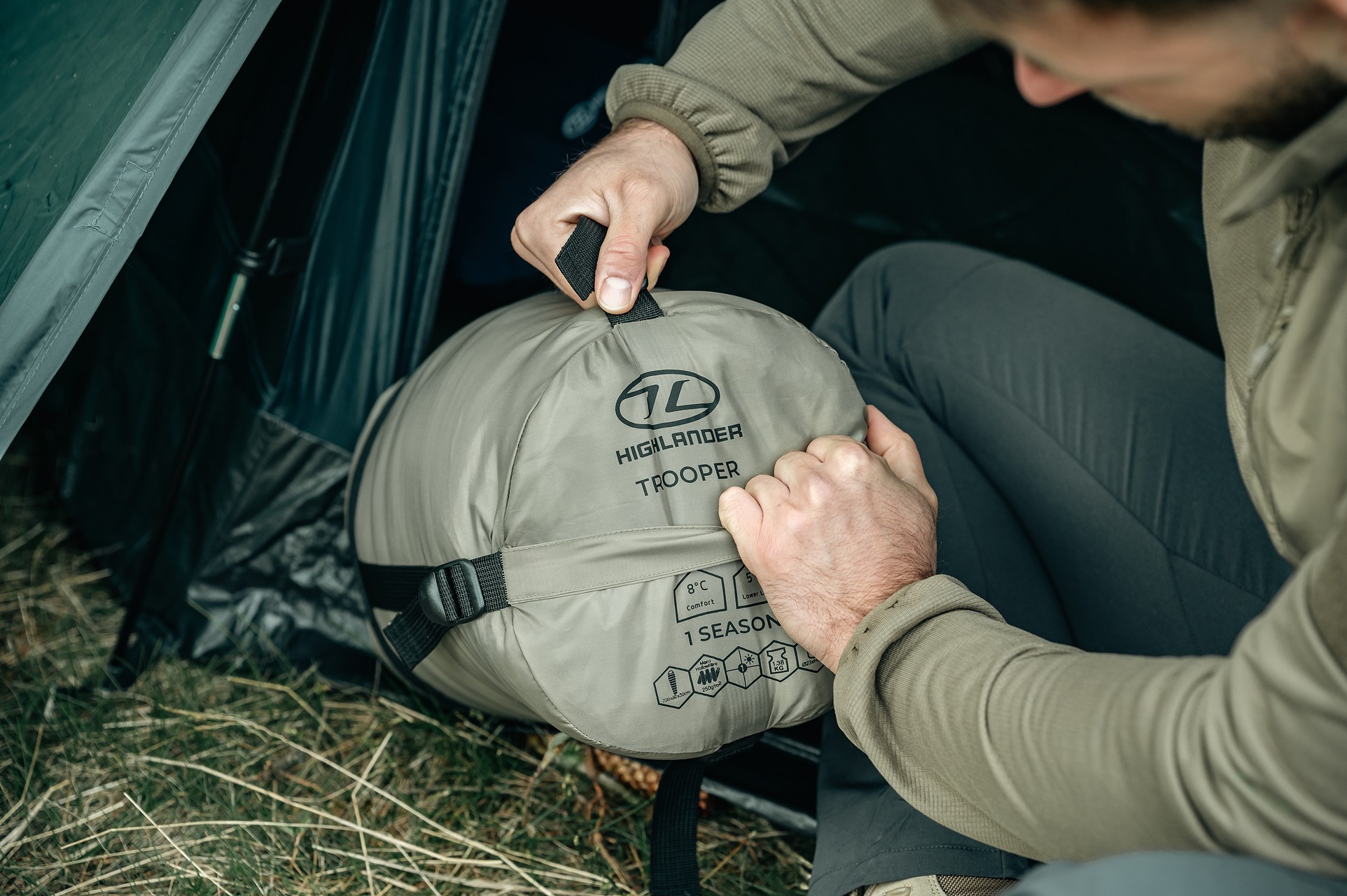 Sac de couchage Forces Trooper 250 Highlander - Ranger Green - droite