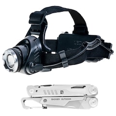 Multitool Fang Badger Outdoor + lampe frontale 200 XRG - Ensemble