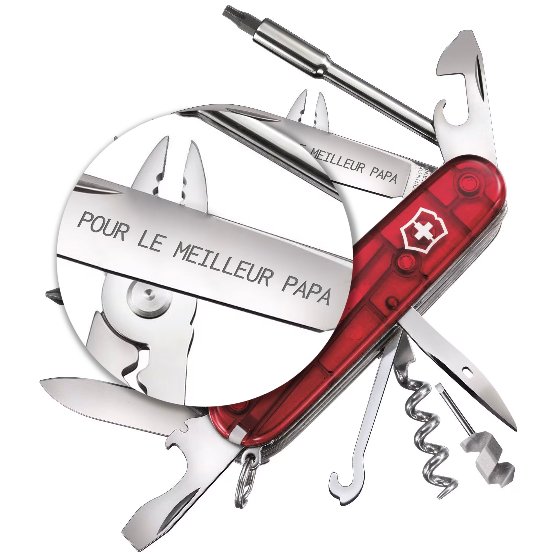 Couteau de poche Cyber Tool M Victorinox - Transparent Red