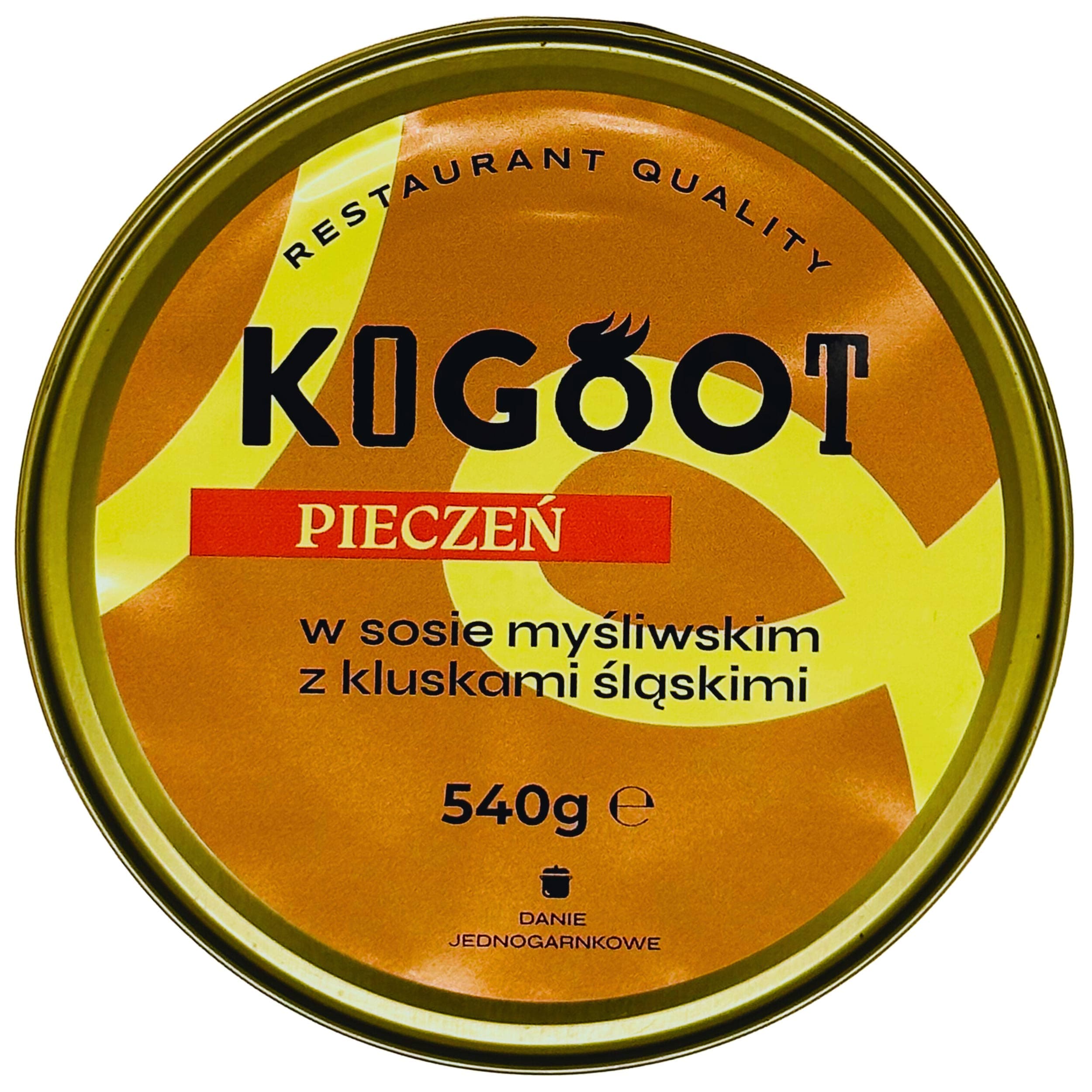 Aliments en conserve - Viande rôtie à la sauce du chasseur avec des pâtes silésiennes 540 g Kogoot 