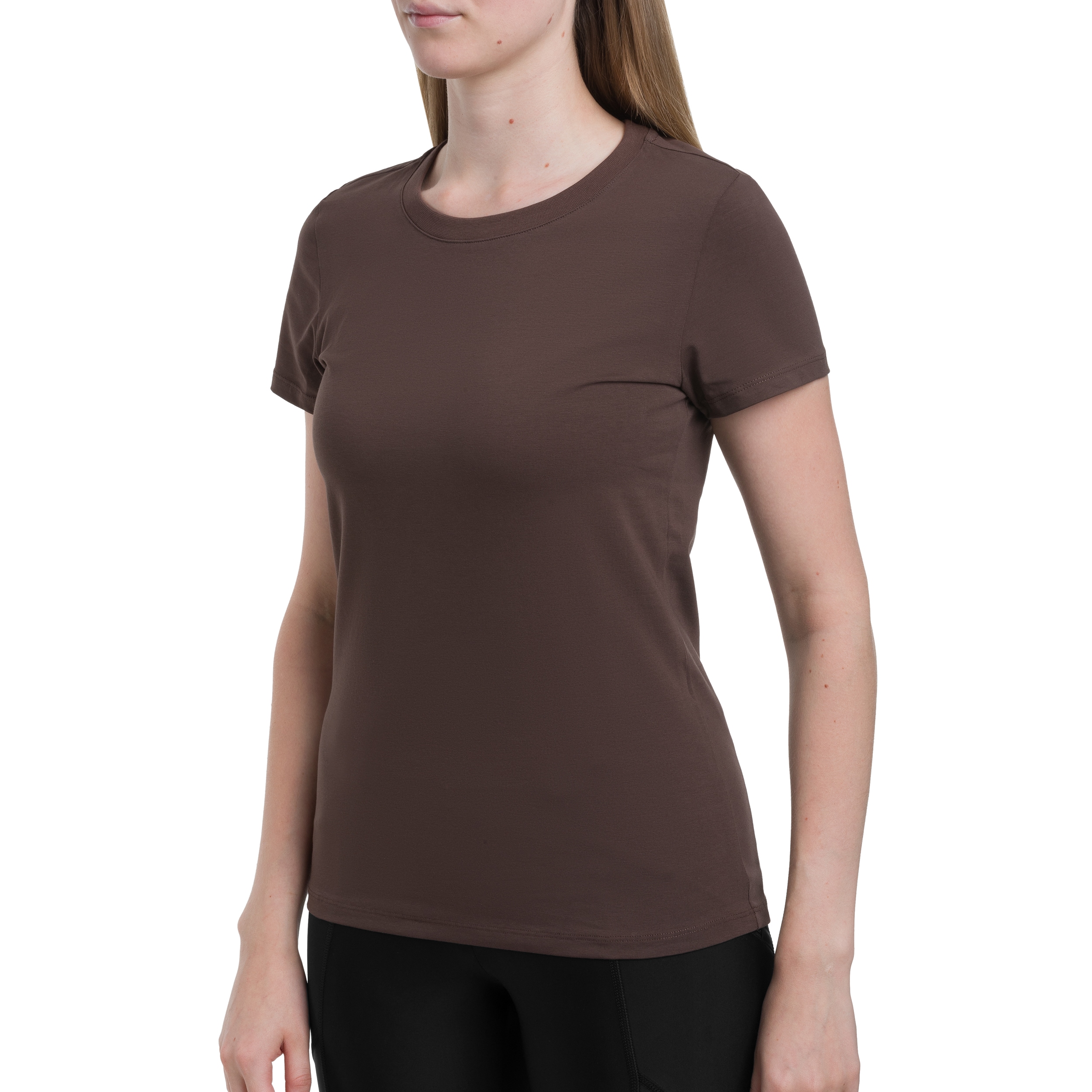 T-shirt pour femmes en coton bio Slim Helikon - Earth Brown