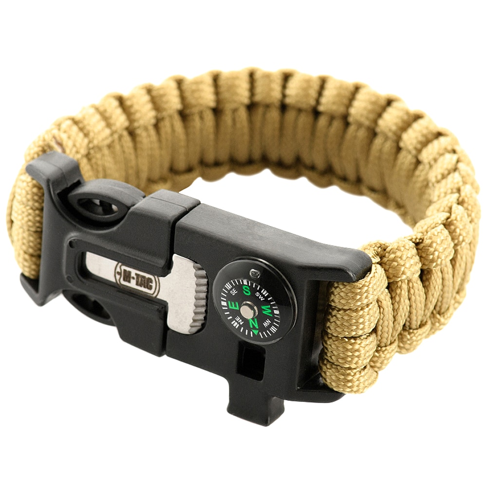 Bracelet Paracord avec allume-feu, boussole et sifflet M-Tac - Tan