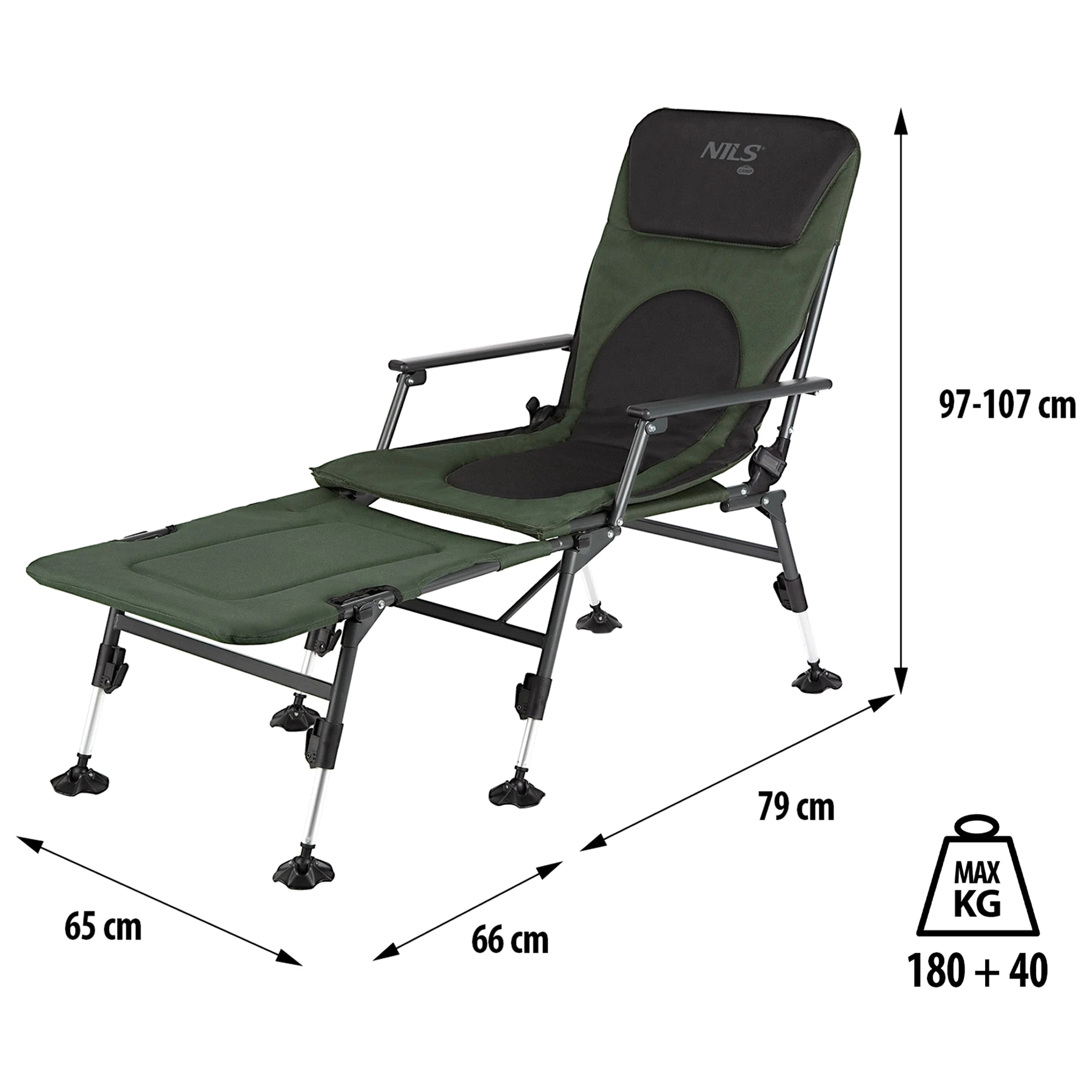 Chaise touristique avec support pour les pieds NC1802 Nils Camp 