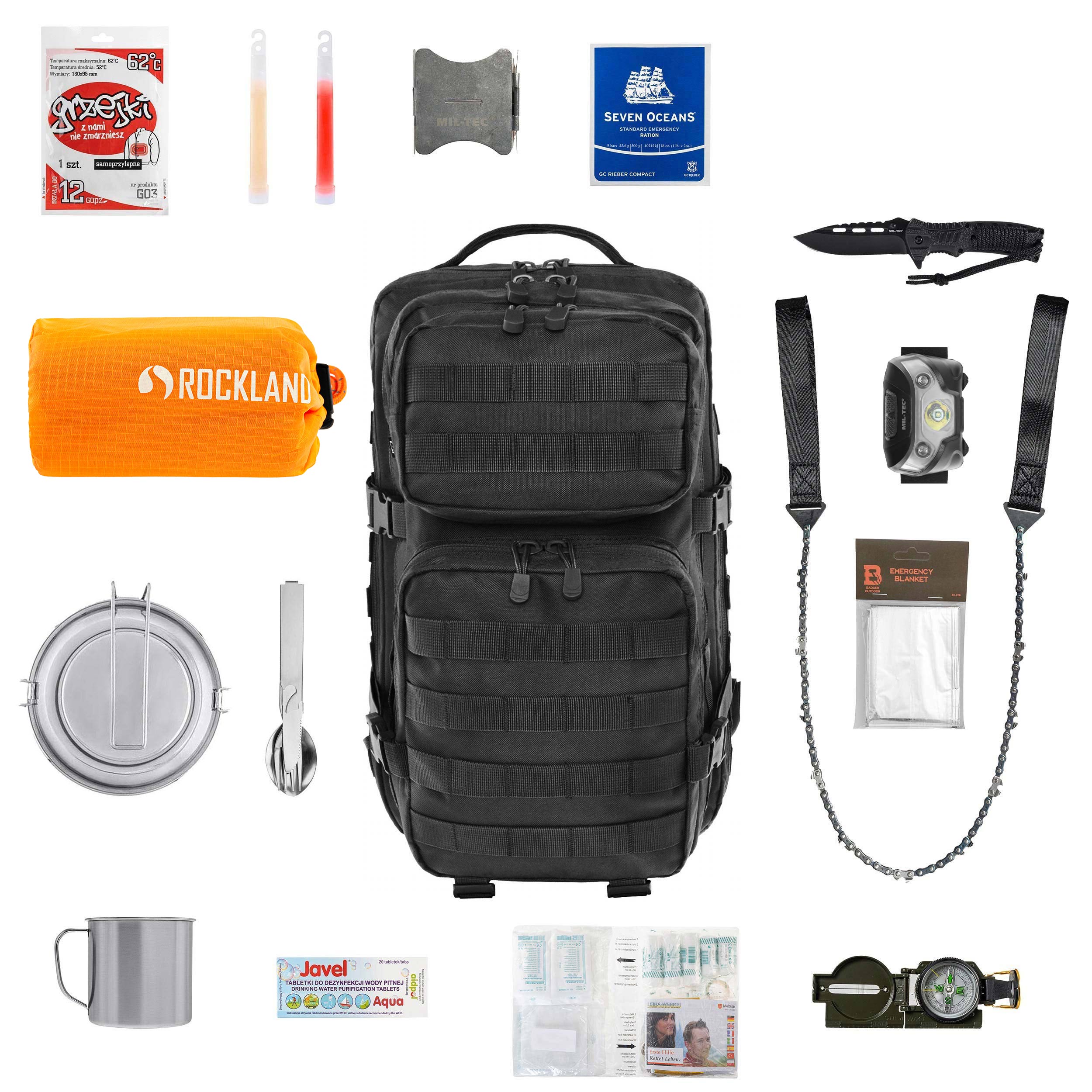 Sac à dos d'évacuation avec équipement Brandit US Cooper 40 L Medium - Black