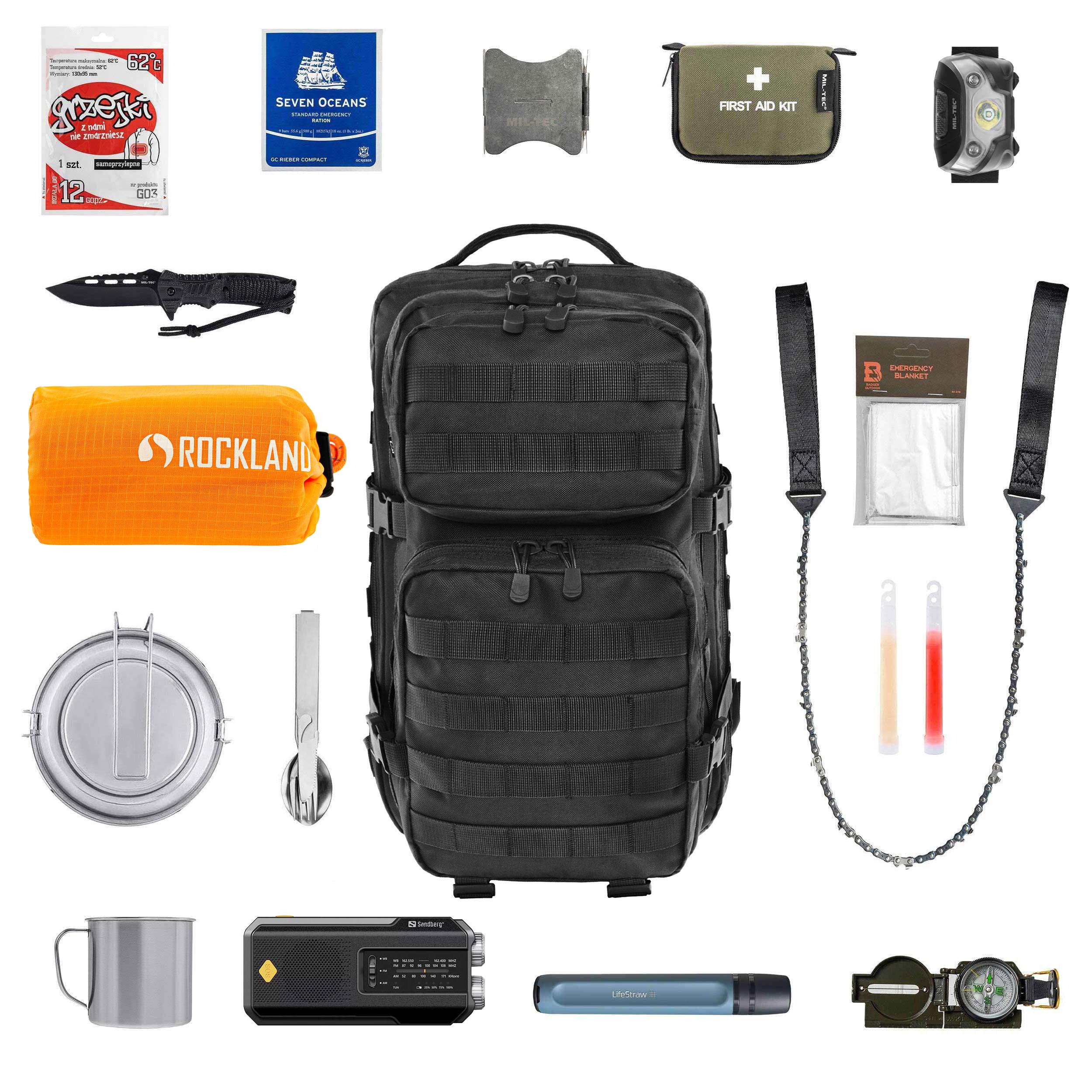 Sac à dos d'évacuation avec équipement US Cooper 40 L Large Brandit - Black