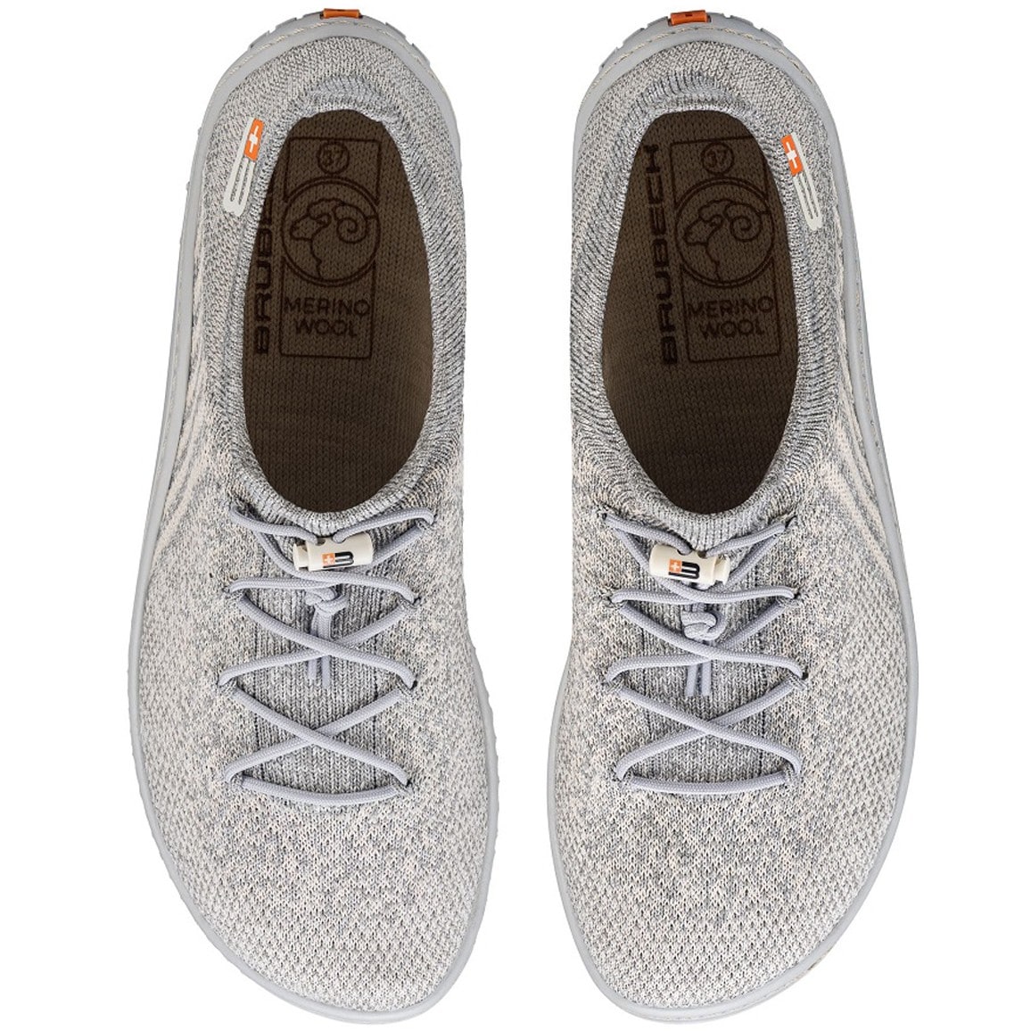 Chaussures pour femmes Barefoot Merino Brubeck - Light Grey/Grey