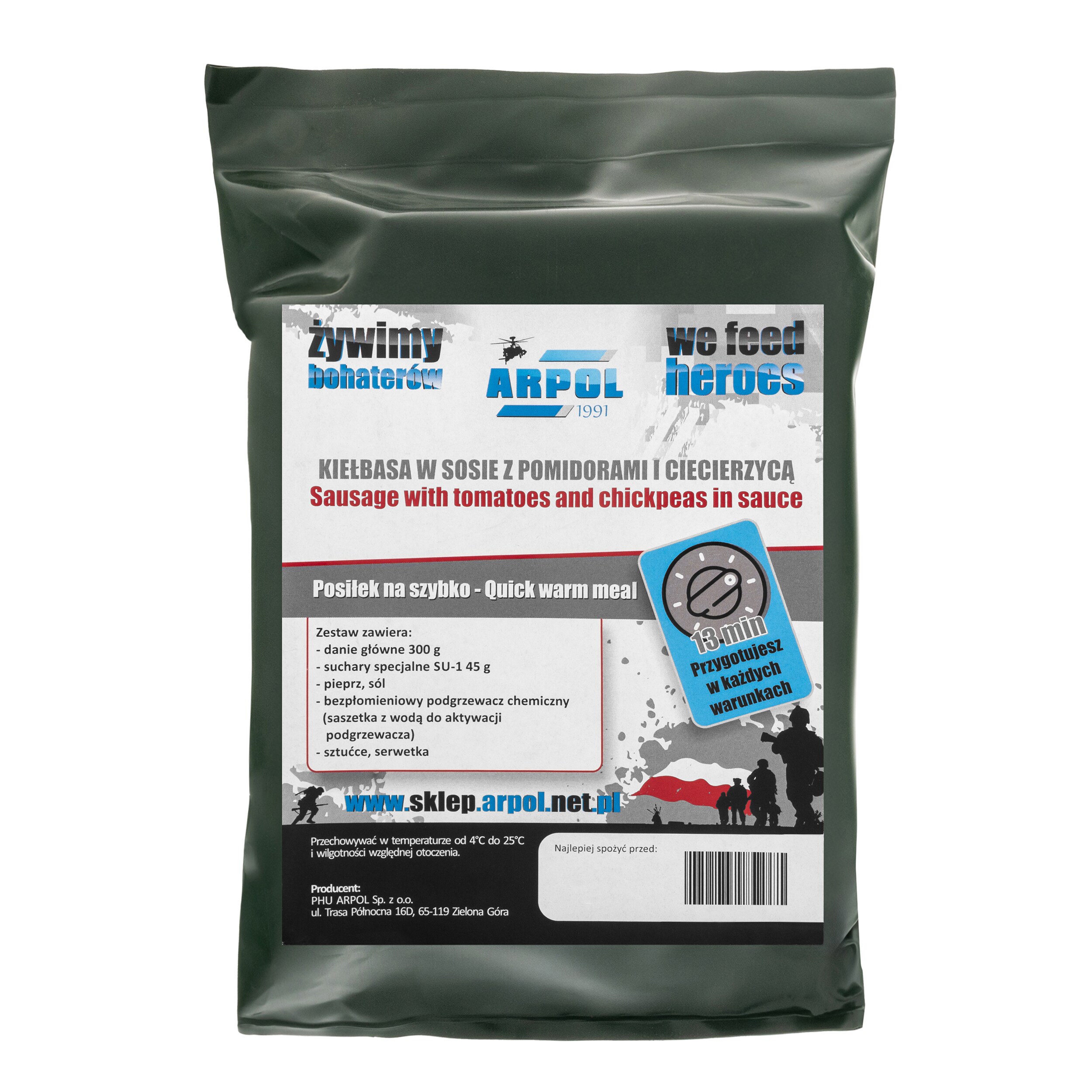 Ration alimentaire Repas rapide nr 10 - Saucisse aux tomates Arpol