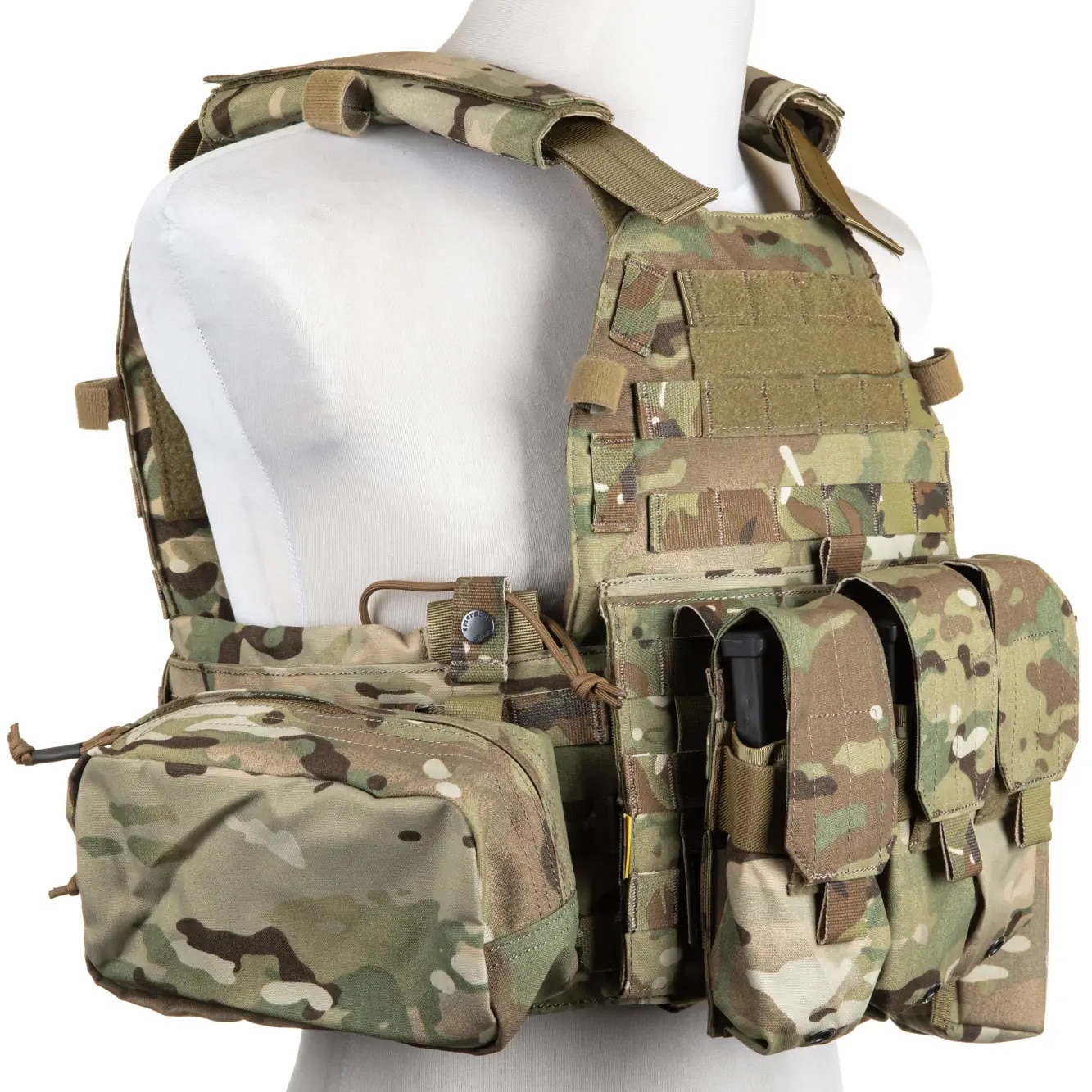 Gilet tactique Plate Carrier 6094A Style avec un jeu de pochettes Emerson - MultiCam