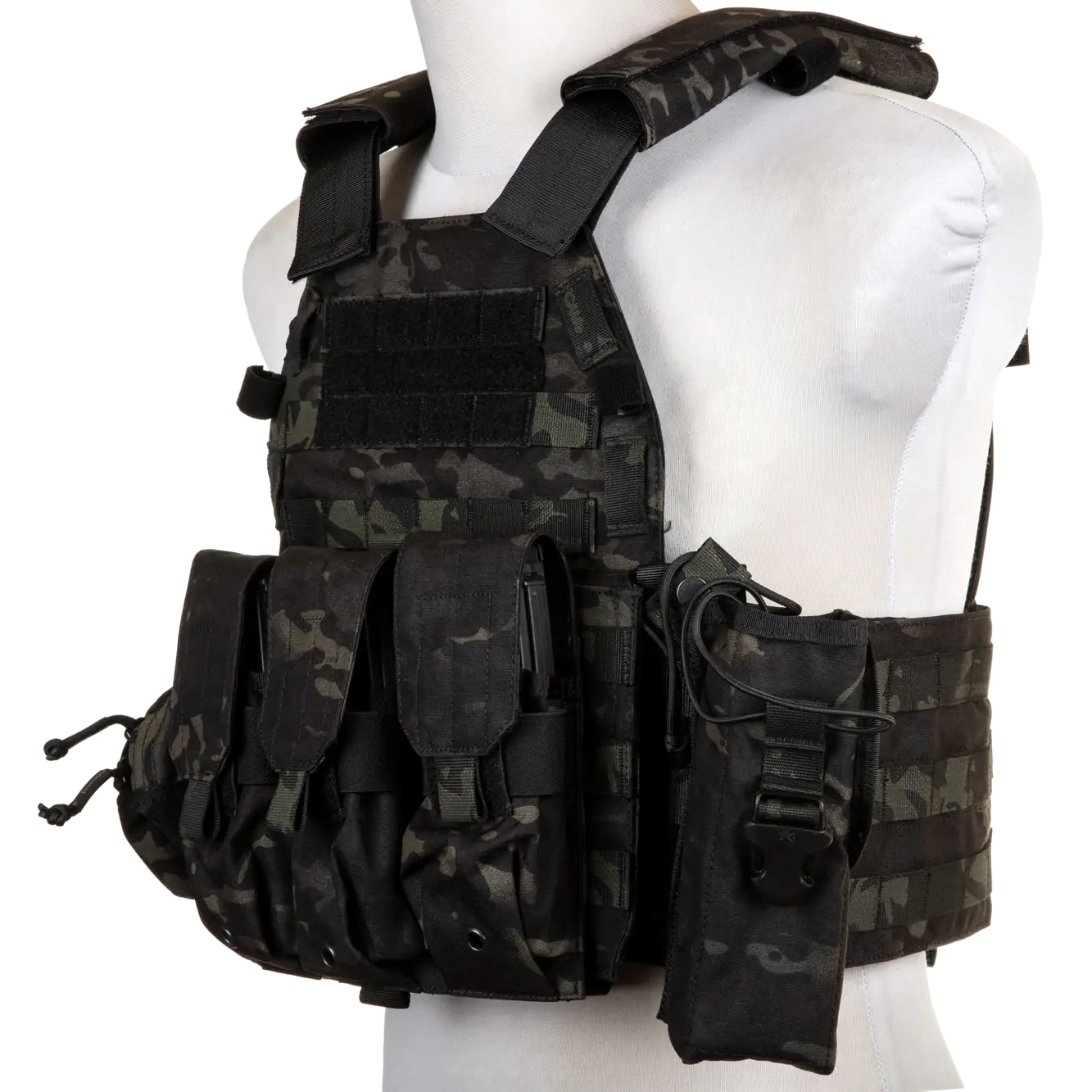 Gilet tactique Plate Carrier 6094A Style avec jeu de pochettes Emerson - MultiCam Black