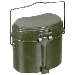 Cantine en aluminium de l'Armée Roumaine 2 parties - utilisé - Demobil - Olive