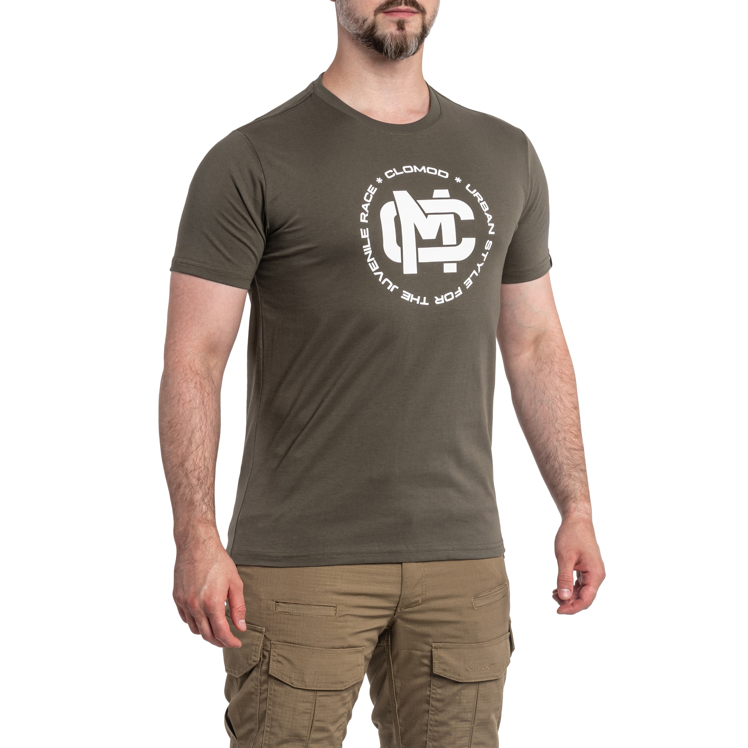 T-shirt CloMod Initials Pentagon - Olive Green