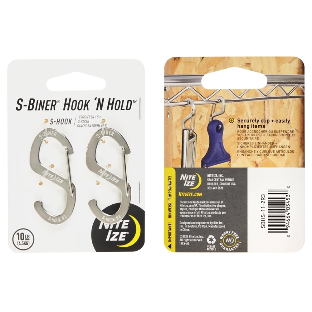 Crochet avec mousqueton S-Biner Hook 'N Hold S-Hook Small - 2 pcs. Nite Ize 