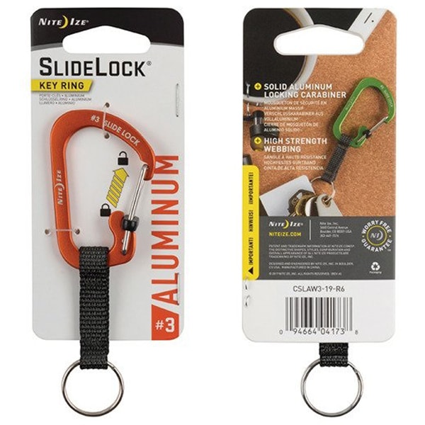 Porte-clés avec mousqueton SlideLock Key Ring Aluminum Nite Ize - Orange